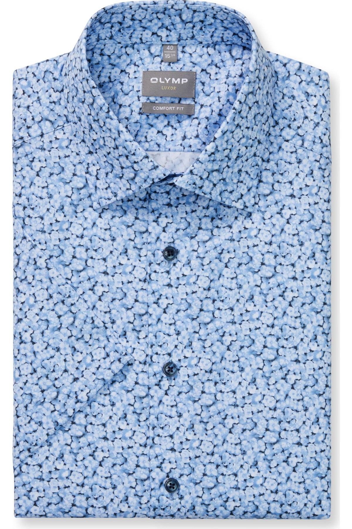 OLYMP Luxor Comfort Fit Hemd blau, Bedruckt