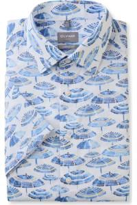 OLYMP Luxor Comfort Fit Hemd blau, Bedruckt