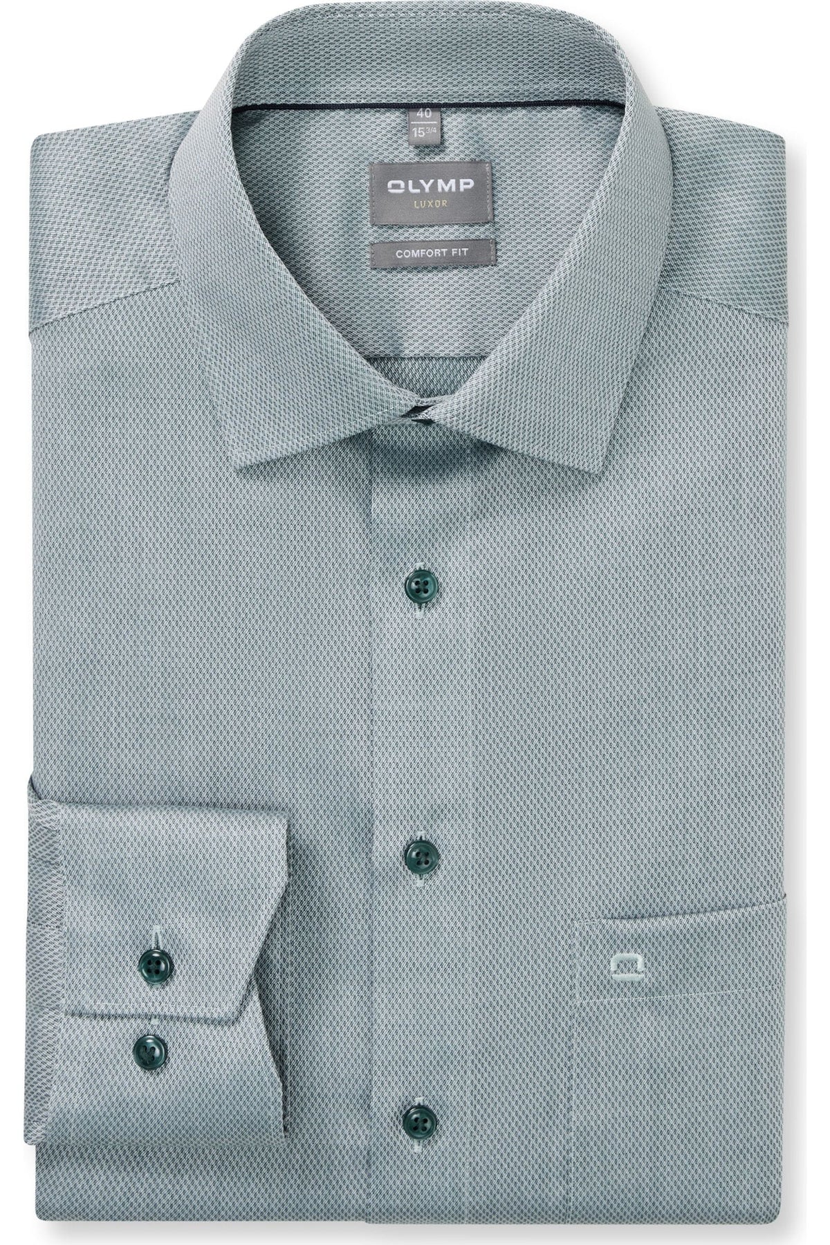 OLYMP Luxor Comfort Fit Hemd dunkelgrün, Faux-uni