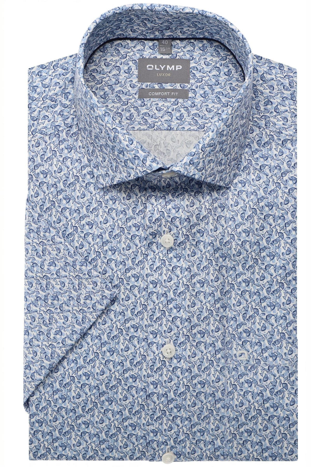 OLYMP Luxor Comfort Fit Hemd blau, Bedruckt
