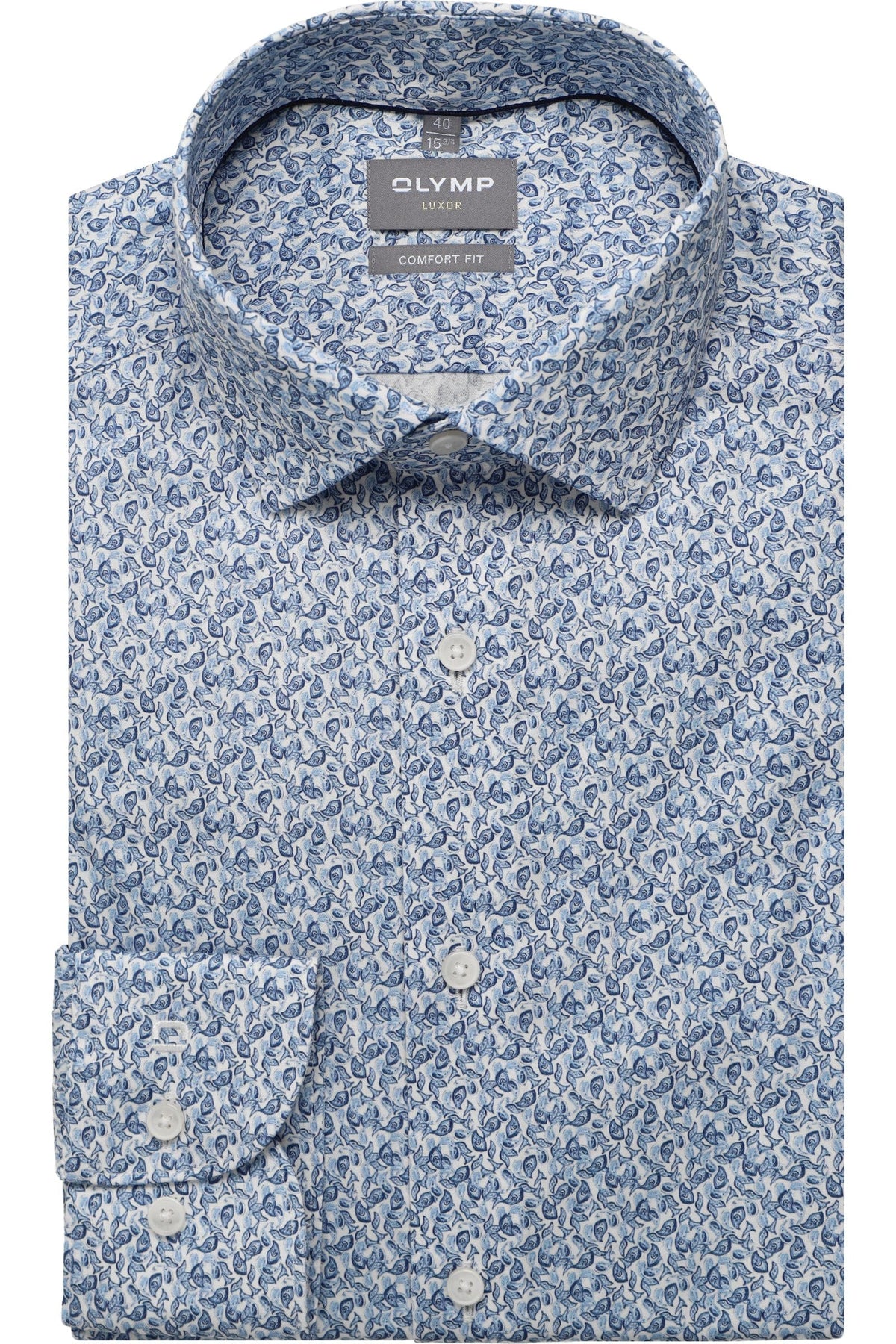 OLYMP Luxor Comfort Fit Hemd blau, Bedruckt