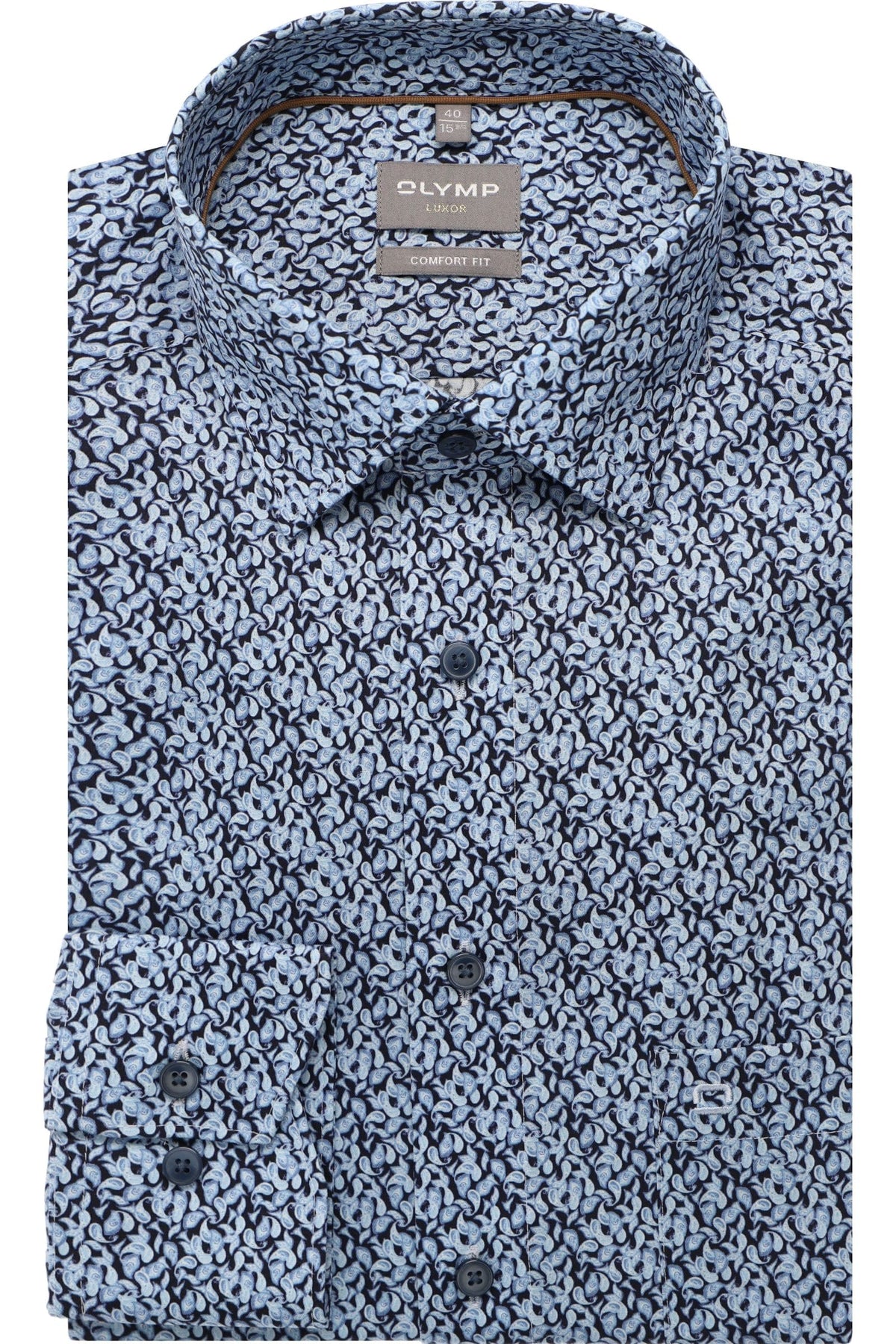 OLYMP Luxor Comfort Fit Hemd marine, Bedruckt