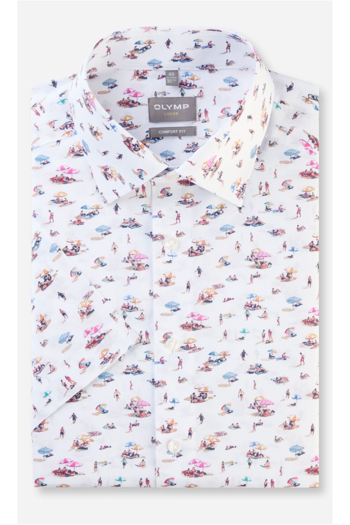 OLYMP Luxor Comfort Fit Hemd weiss, Bedruckt