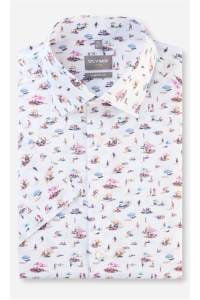 OLYMP Luxor Comfort Fit Hemd weiss, Bedruckt