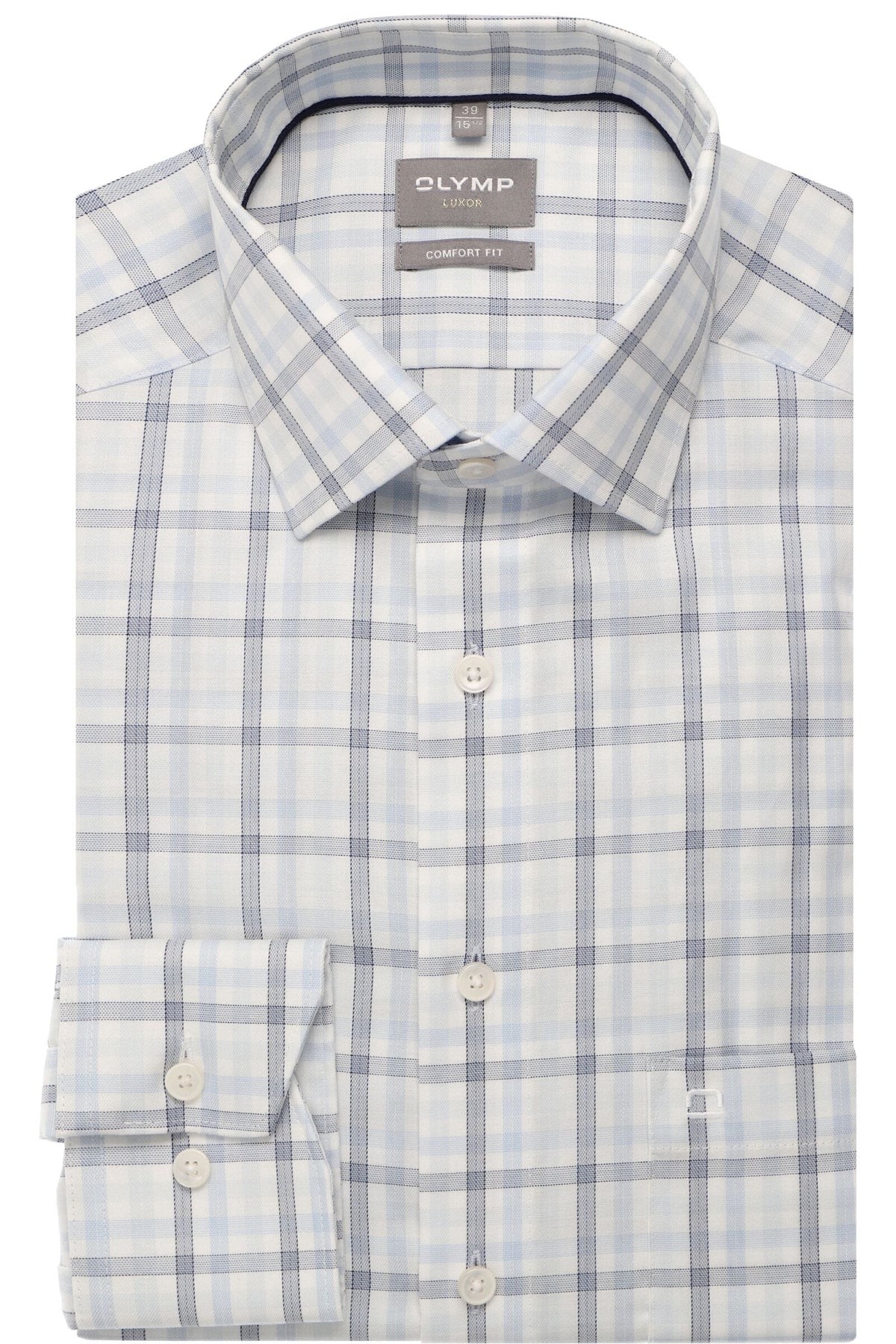 OLYMP Luxor Comfort Fit Hemd bleu, Kariert
