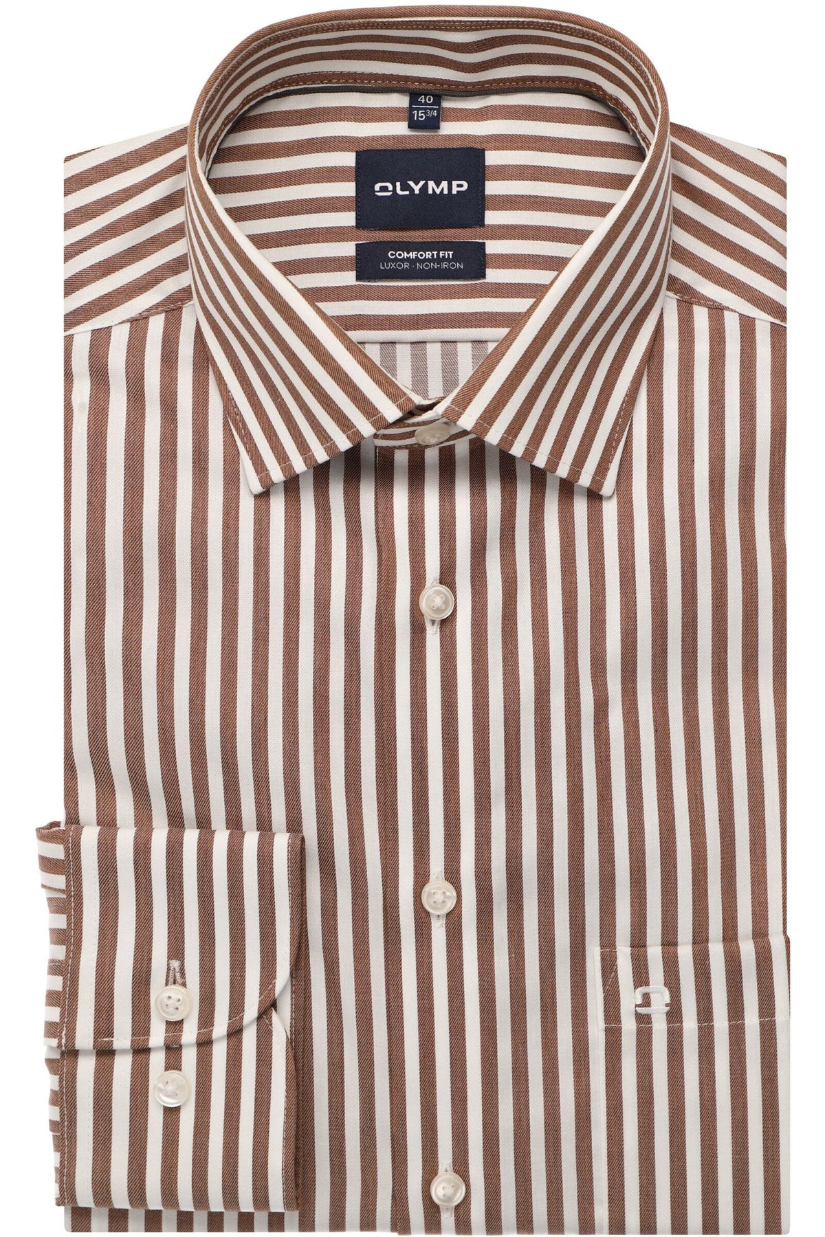 OLYMP Luxor Comfort Fit Hemd nougat, Gestreift