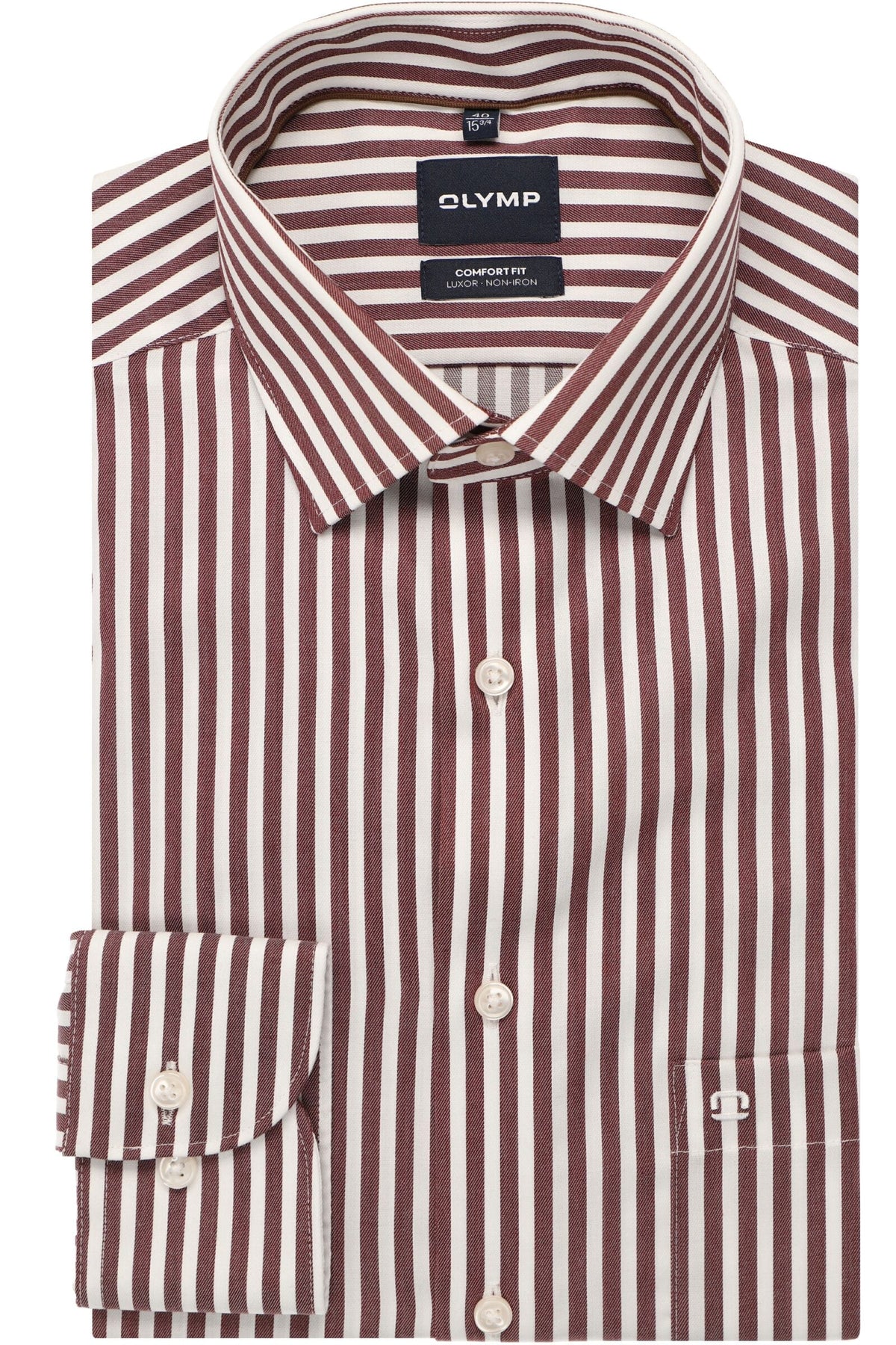 OLYMP Luxor Comfort Fit Hemd bordeaux, Gestreift