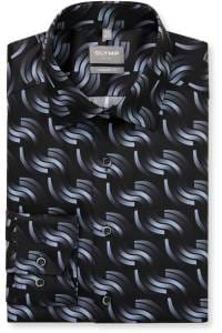 OLYMP Luxor Comfort Fit Hemd schwarz, Bedruckt