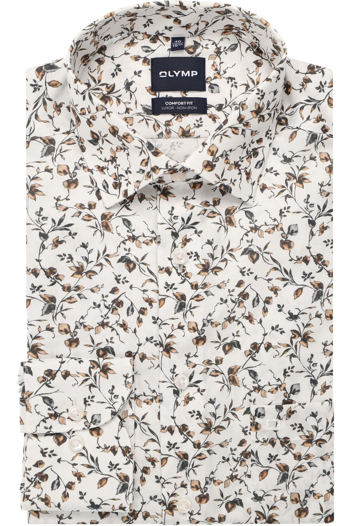 OLYMP Luxor Comfort Fit Hemd weiss, Bedruckt