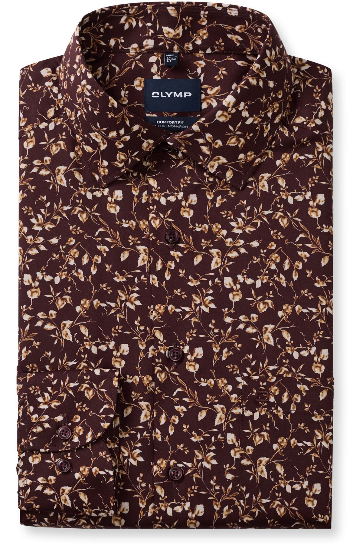 OLYMP Luxor Comfort Fit Hemd bordeaux, Bedruckt