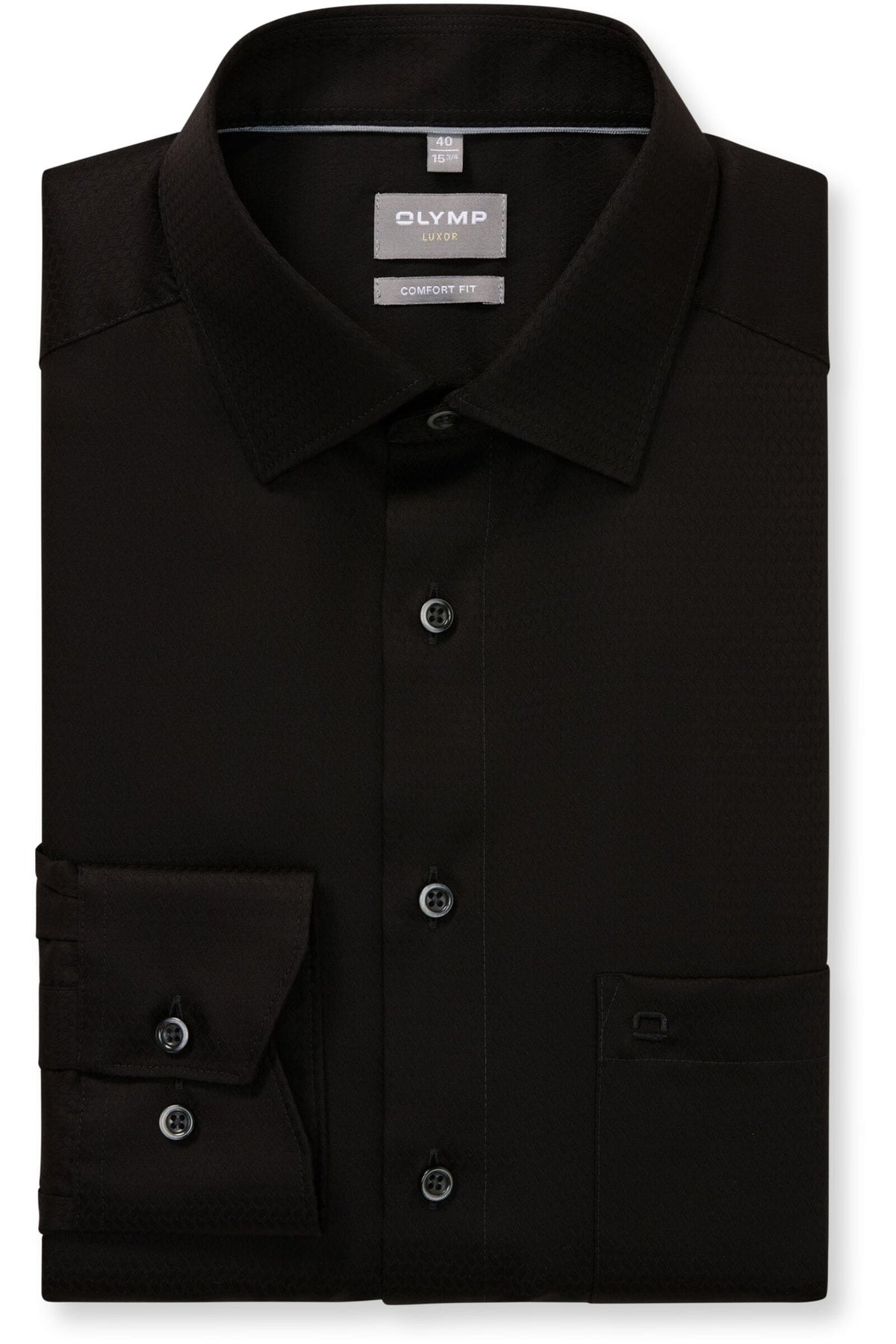 OLYMP Luxor Comfort Fit Hemd schwarz, Jacquardmuster