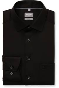 OLYMP Luxor Comfort Fit Hemd schwarz, Jacquardmuster