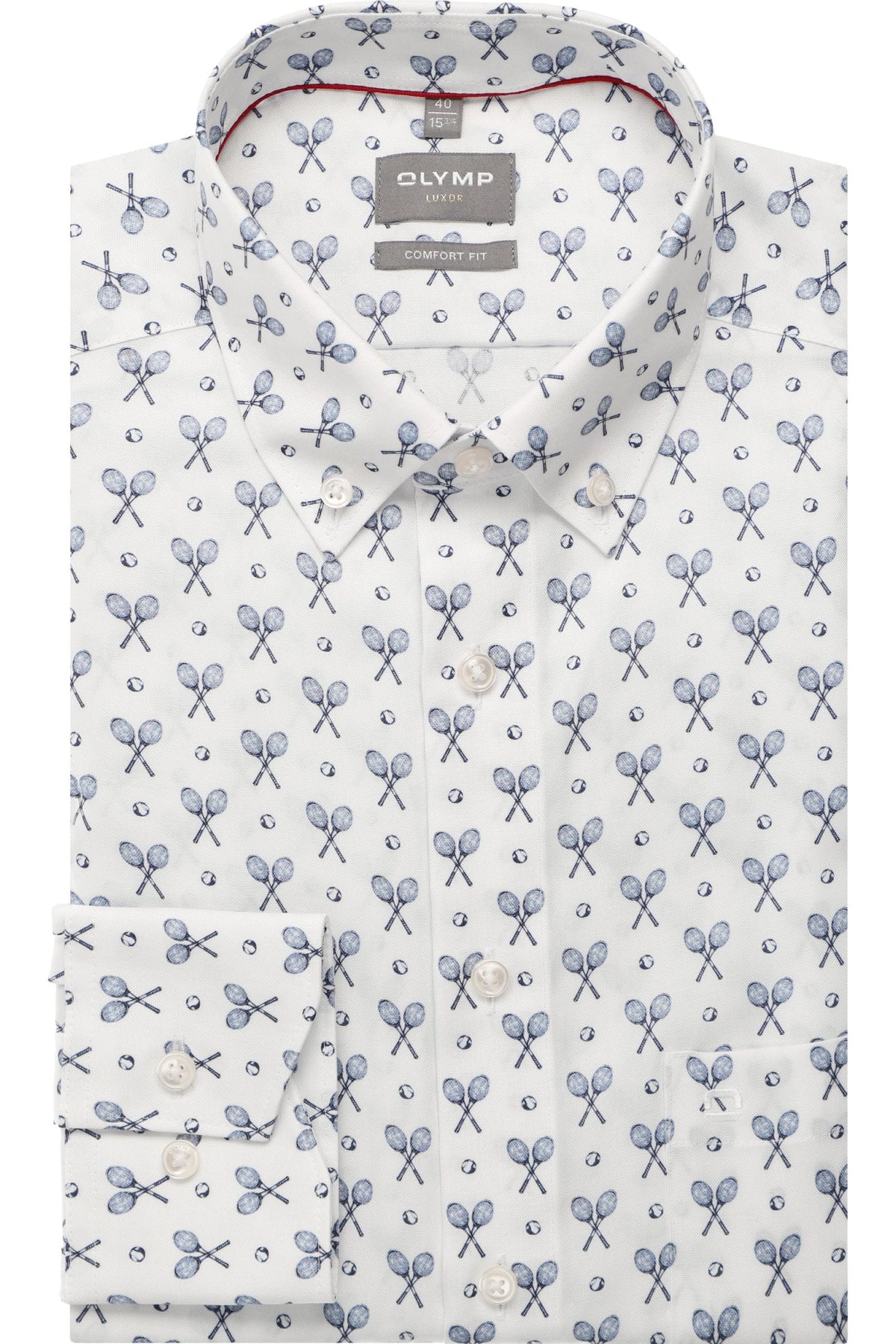 OLYMP Luxor Comfort Fit Hemd weiss, Bedruckt