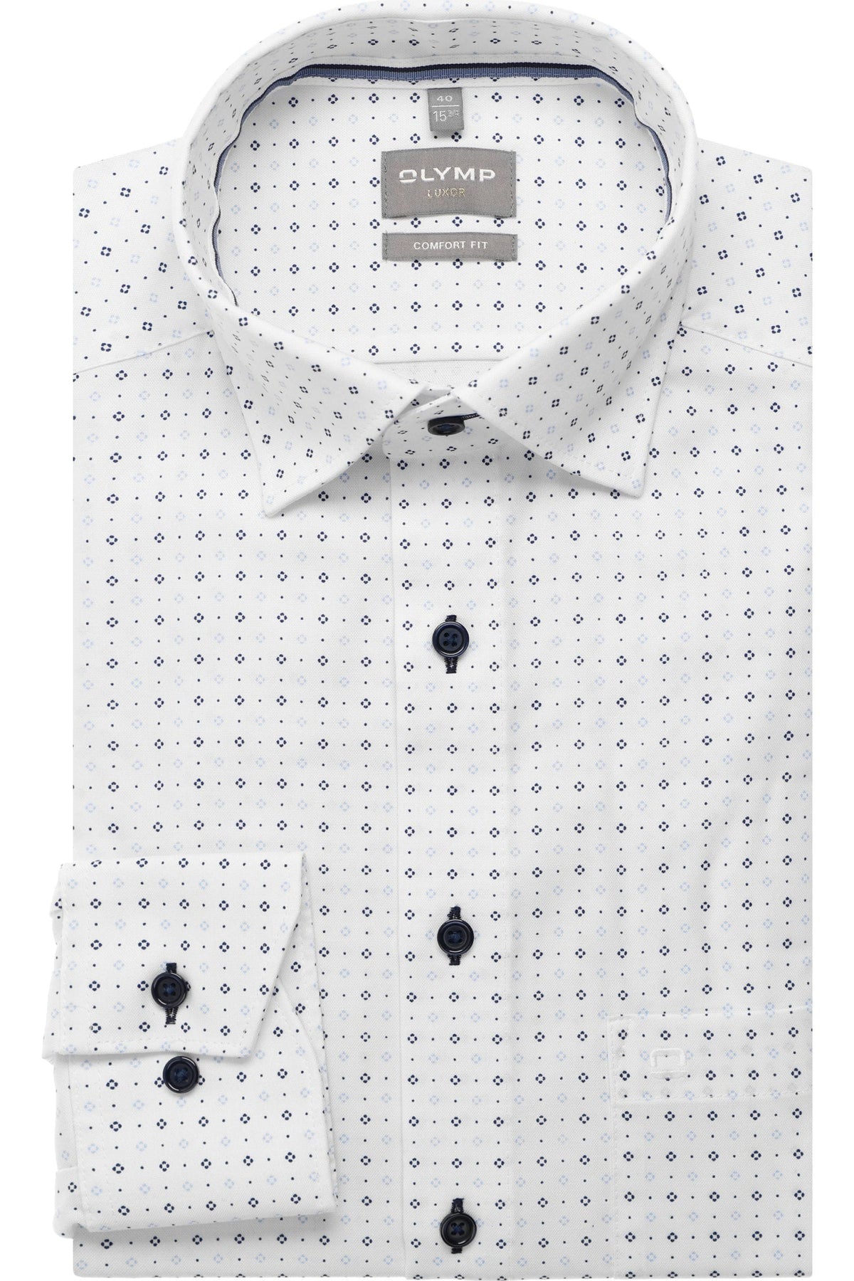 OLYMP Luxor Comfort Fit Hemd weiss, Bedruckt