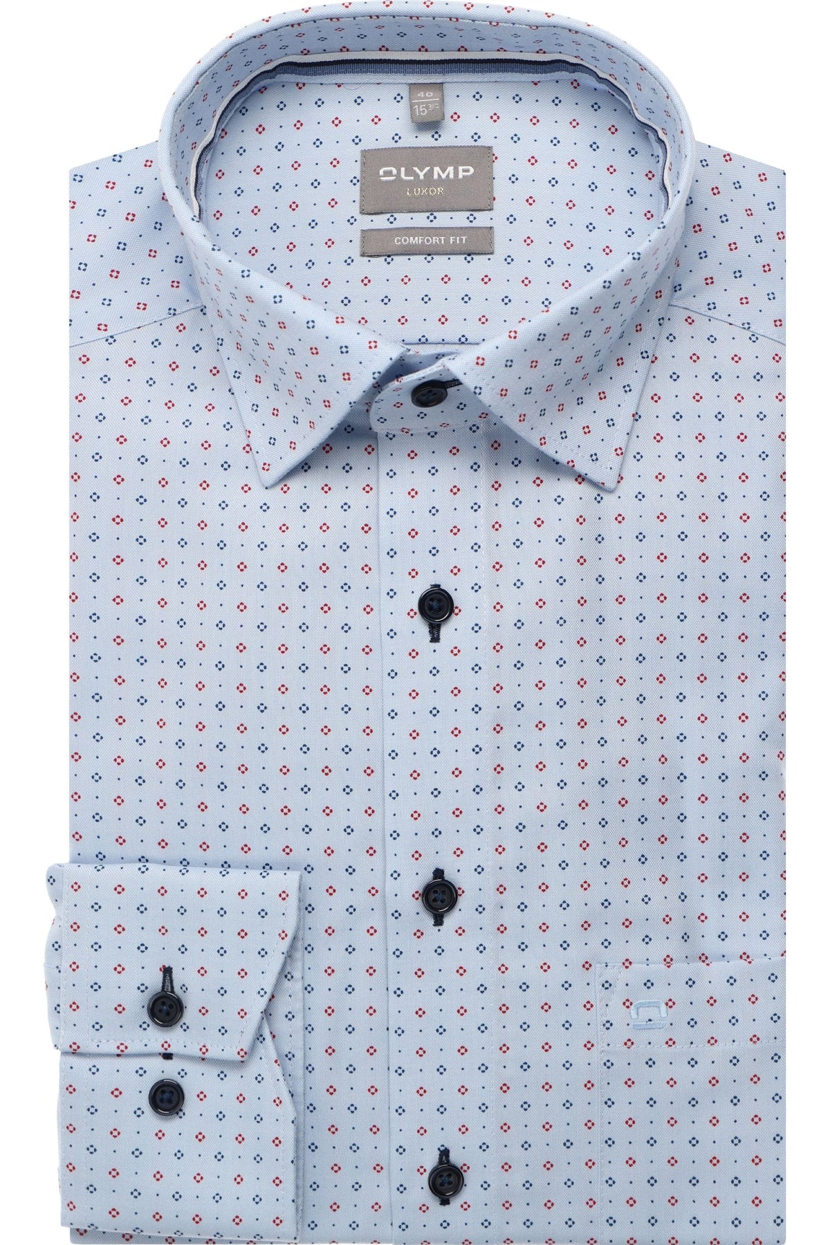 OLYMP Luxor Comfort Fit Hemd bleu, Bedruckt