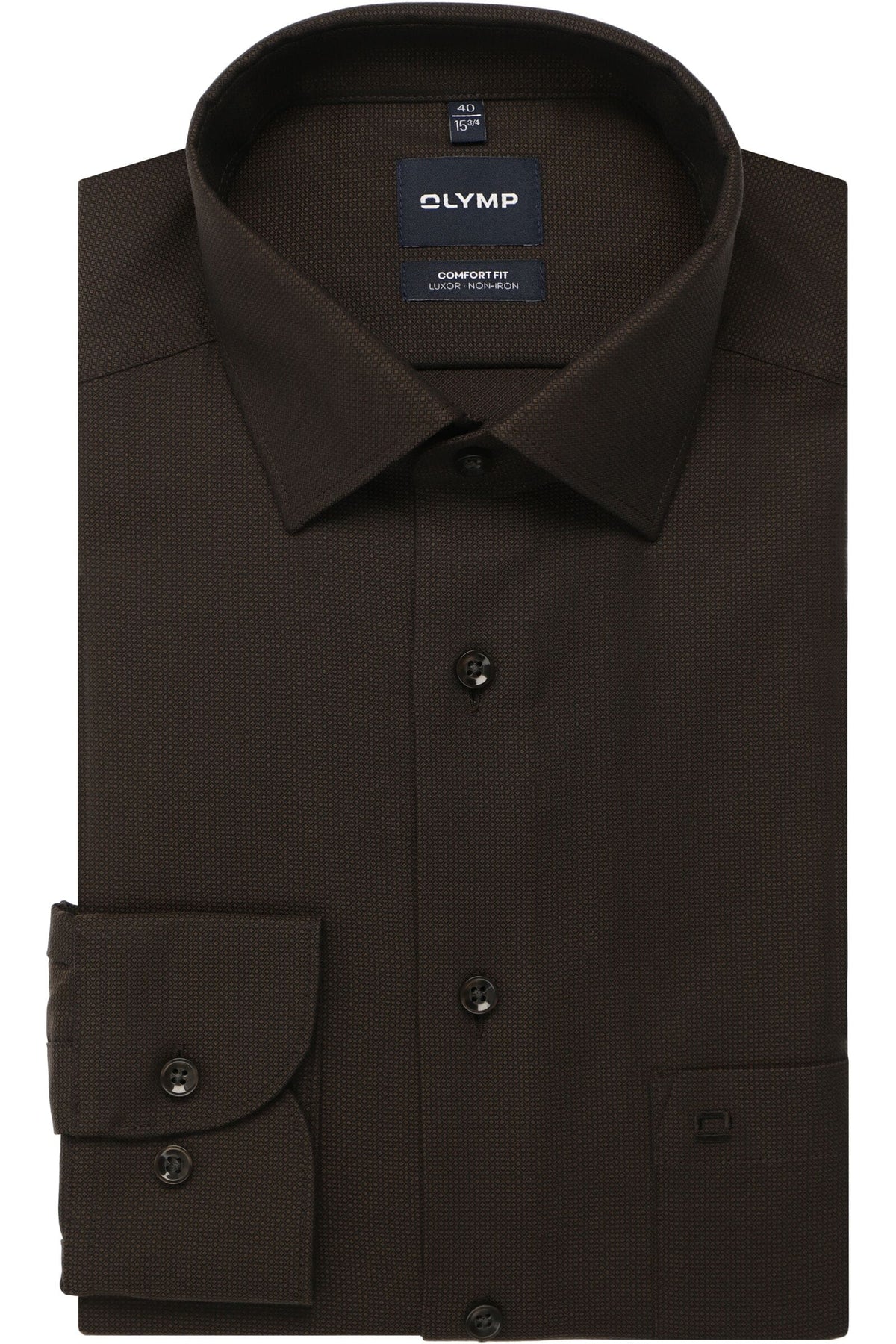 OLYMP Luxor Comfort Fit Hemd schwarzbraun, Faux-uni