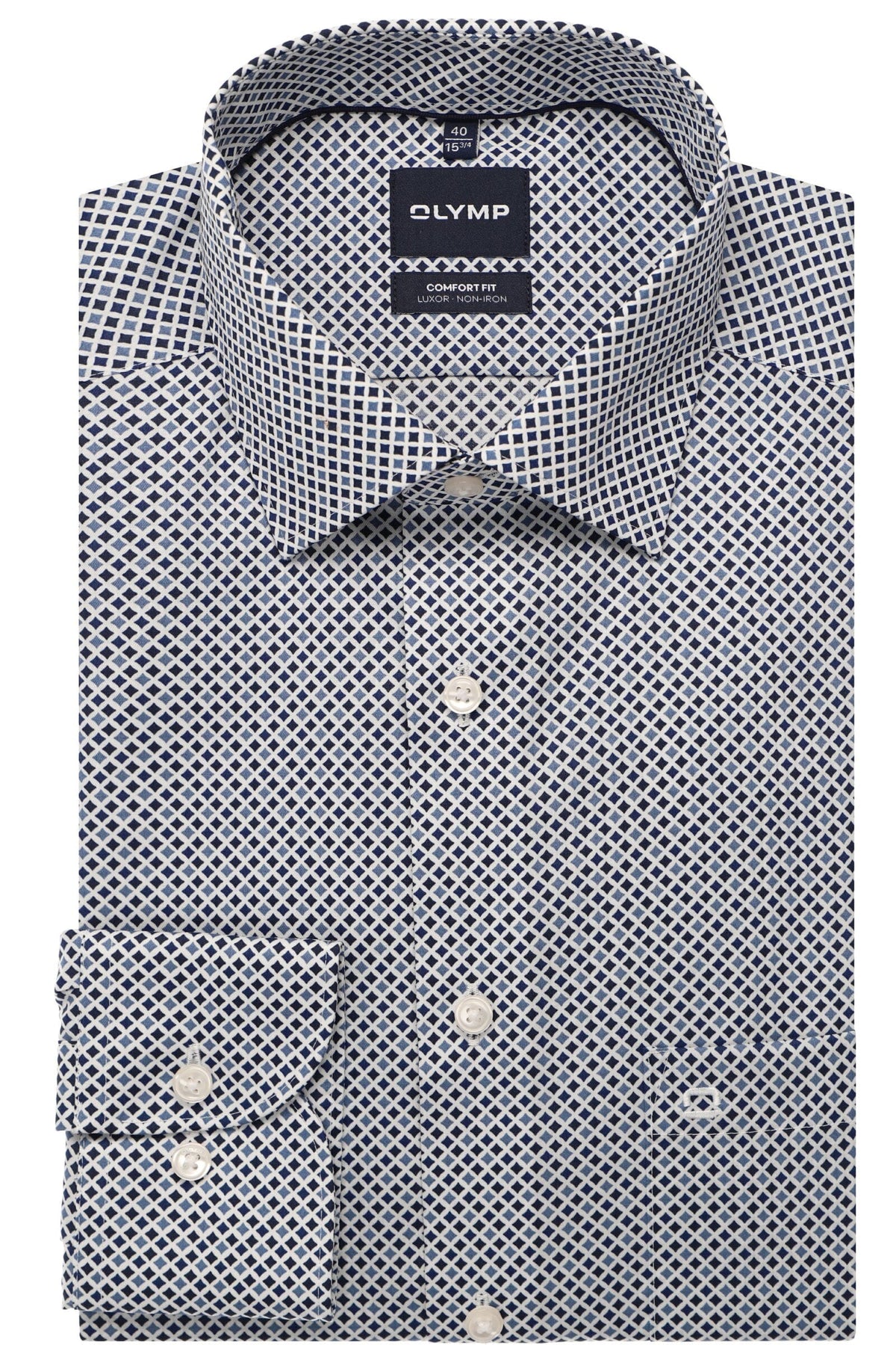 OLYMP Luxor Comfort Fit Hemd marine, Bedruckt
