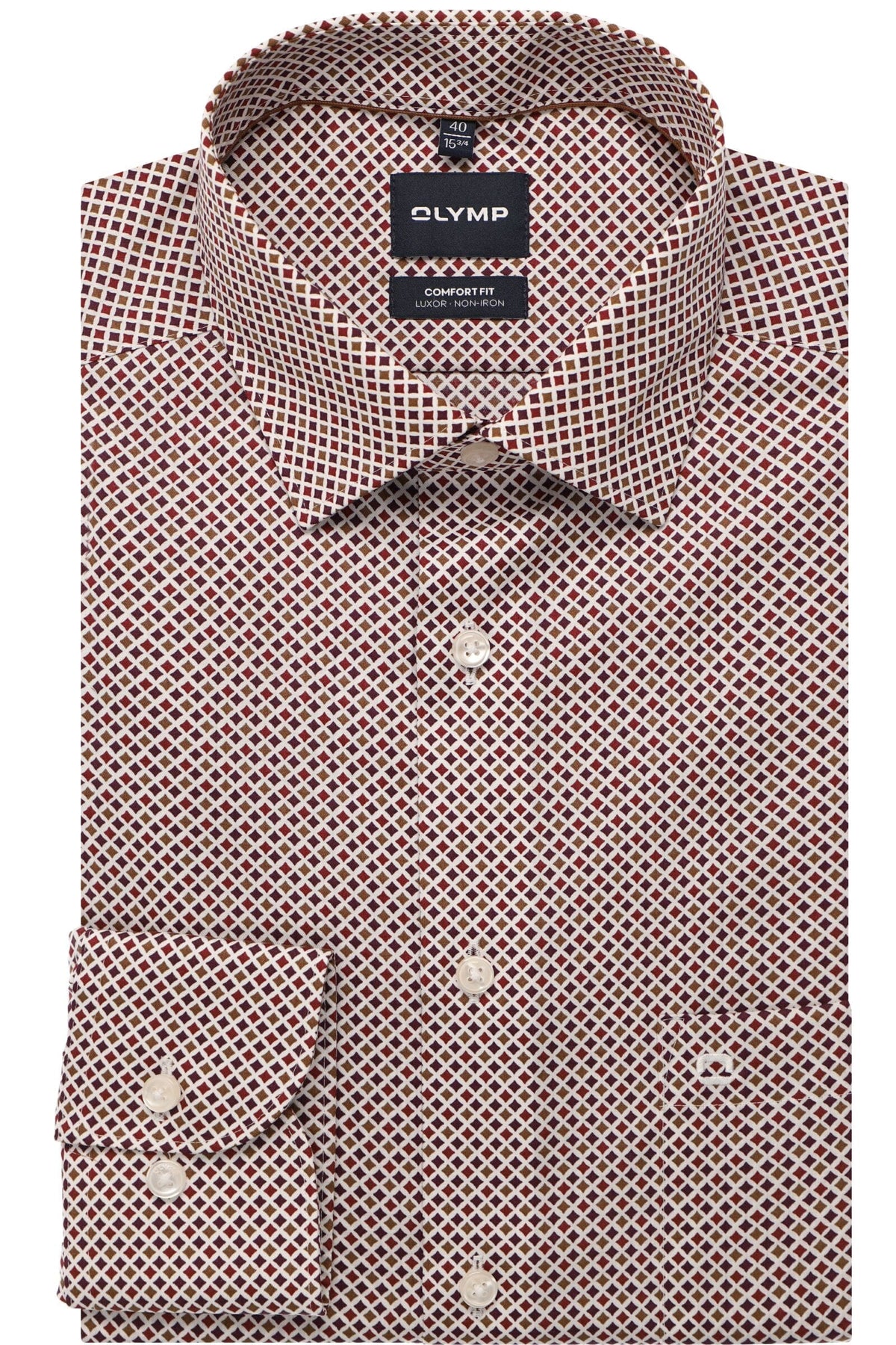 OLYMP Luxor Comfort Fit Hemd bordeaux, Gemustert