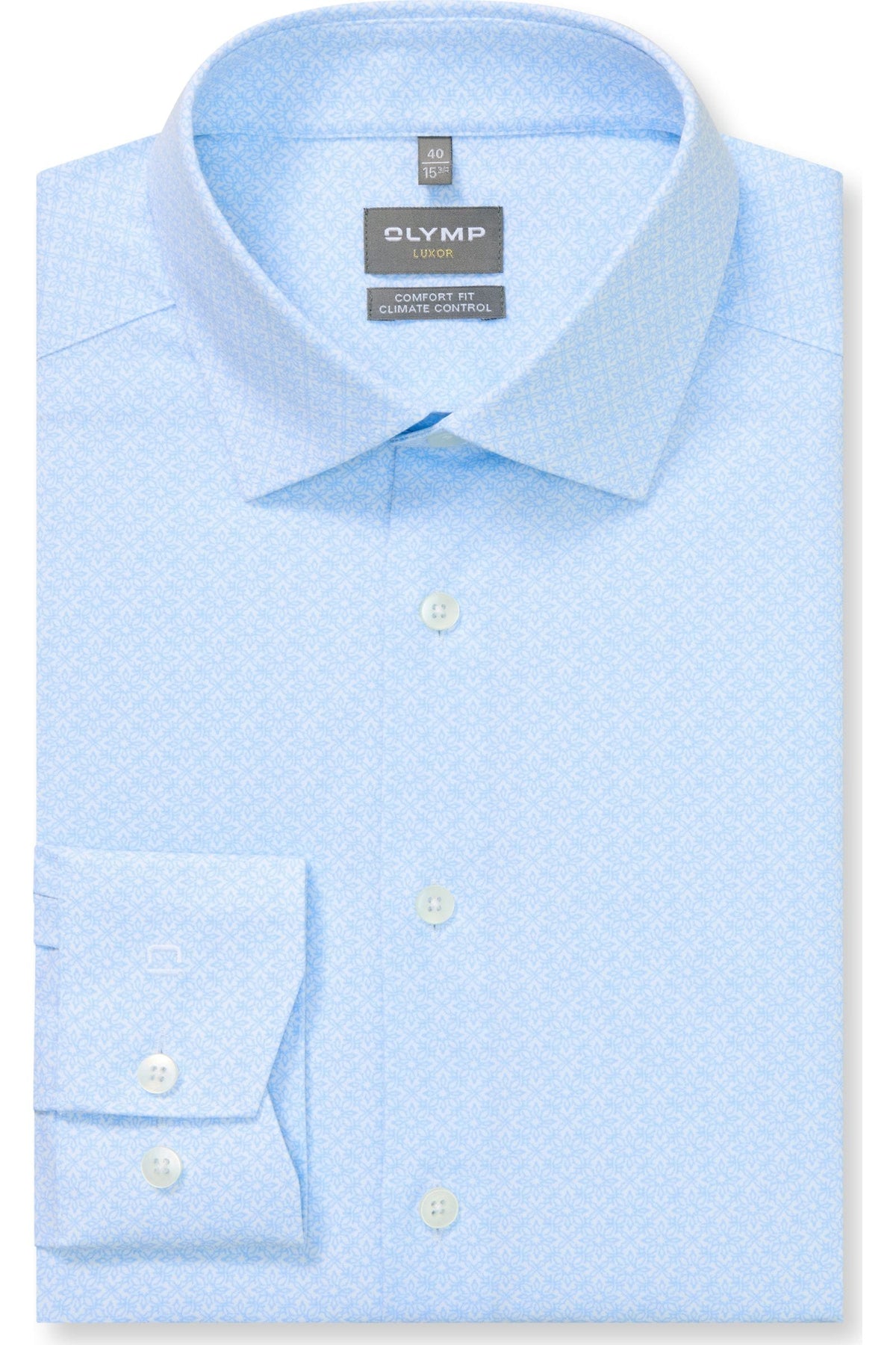 OLYMP Luxor Performance Climate Control Comfort Fit Hemd blau, Bedruckt