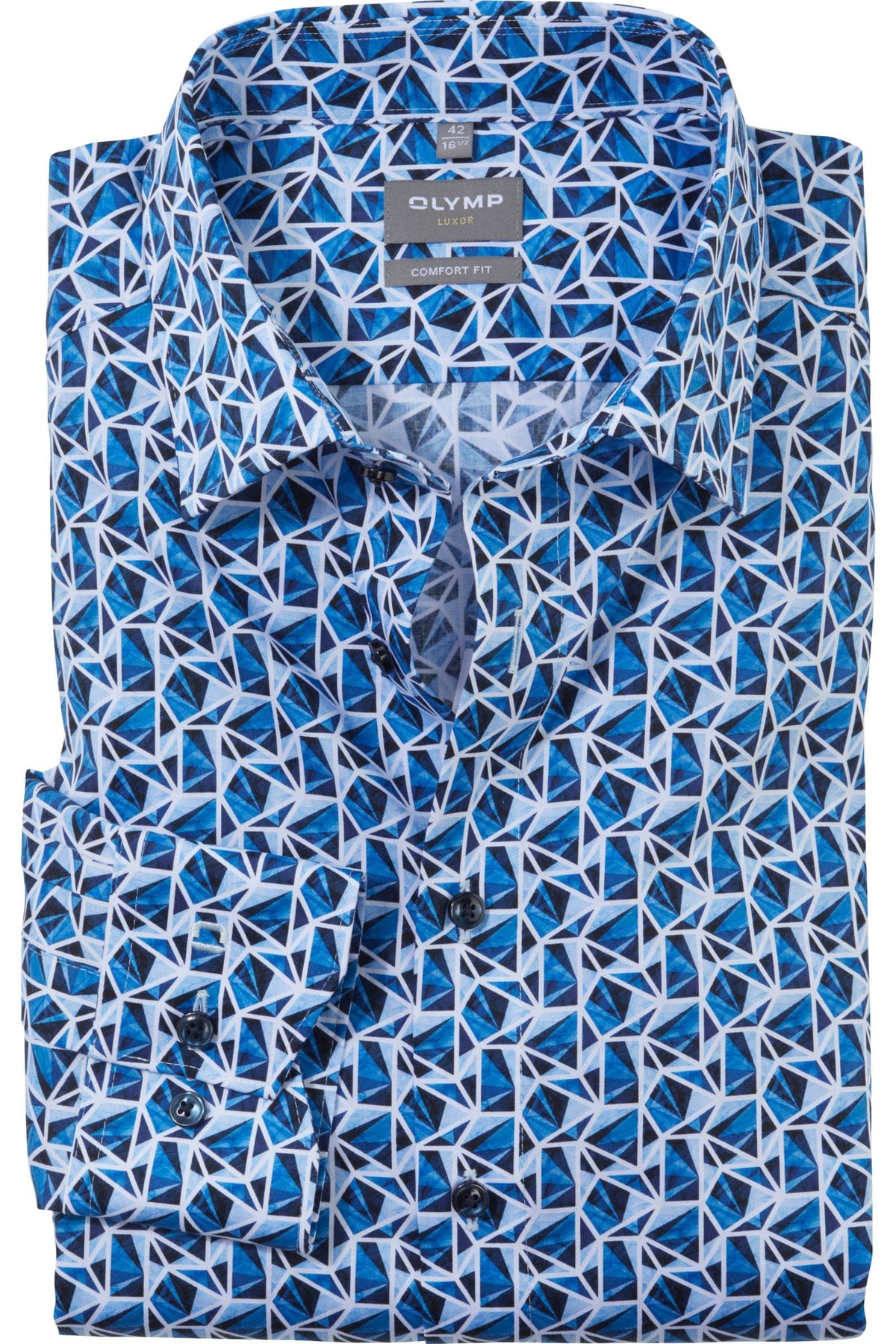OLYMP Luxor Comfort Fit Hemd bleu, Bedruckt