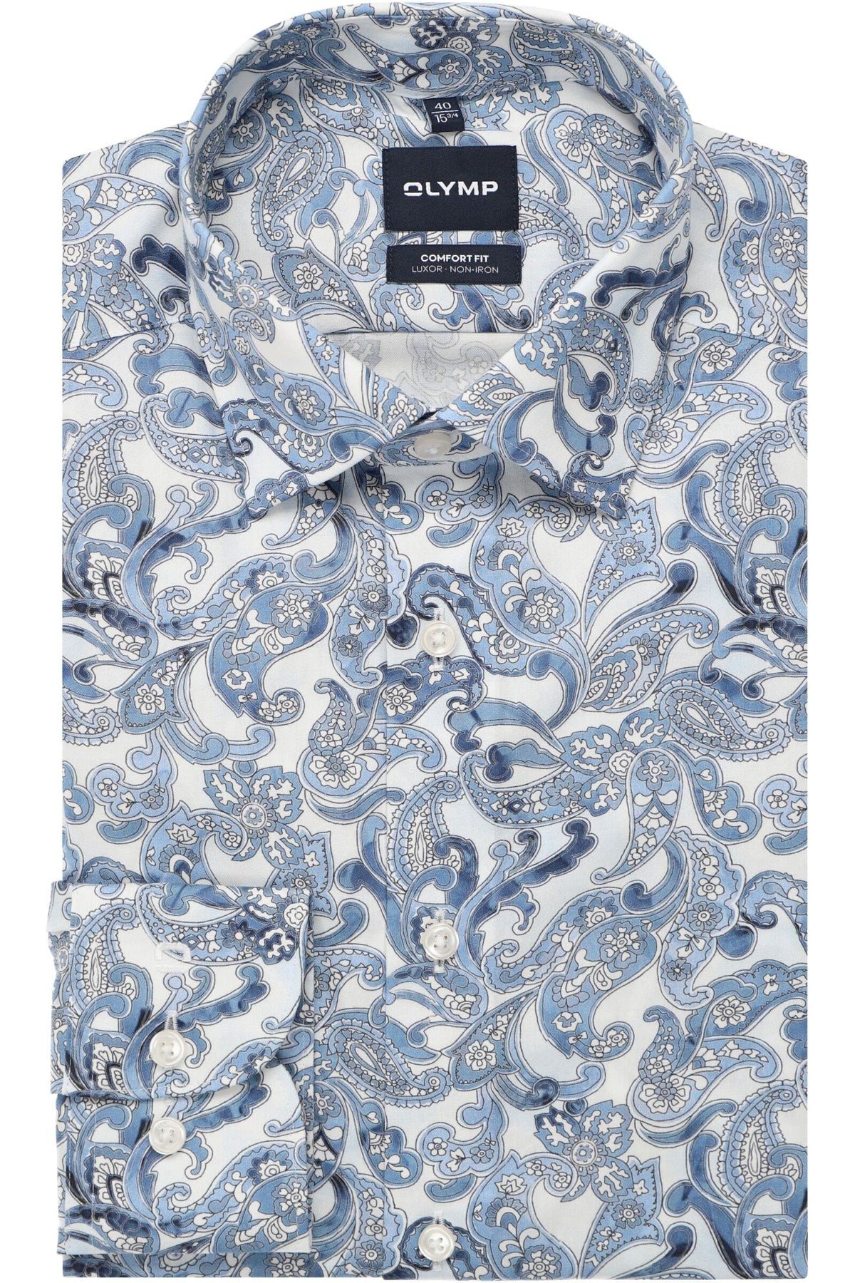 OLYMP Luxor Comfort Fit Hemd bleu, Bedruckt