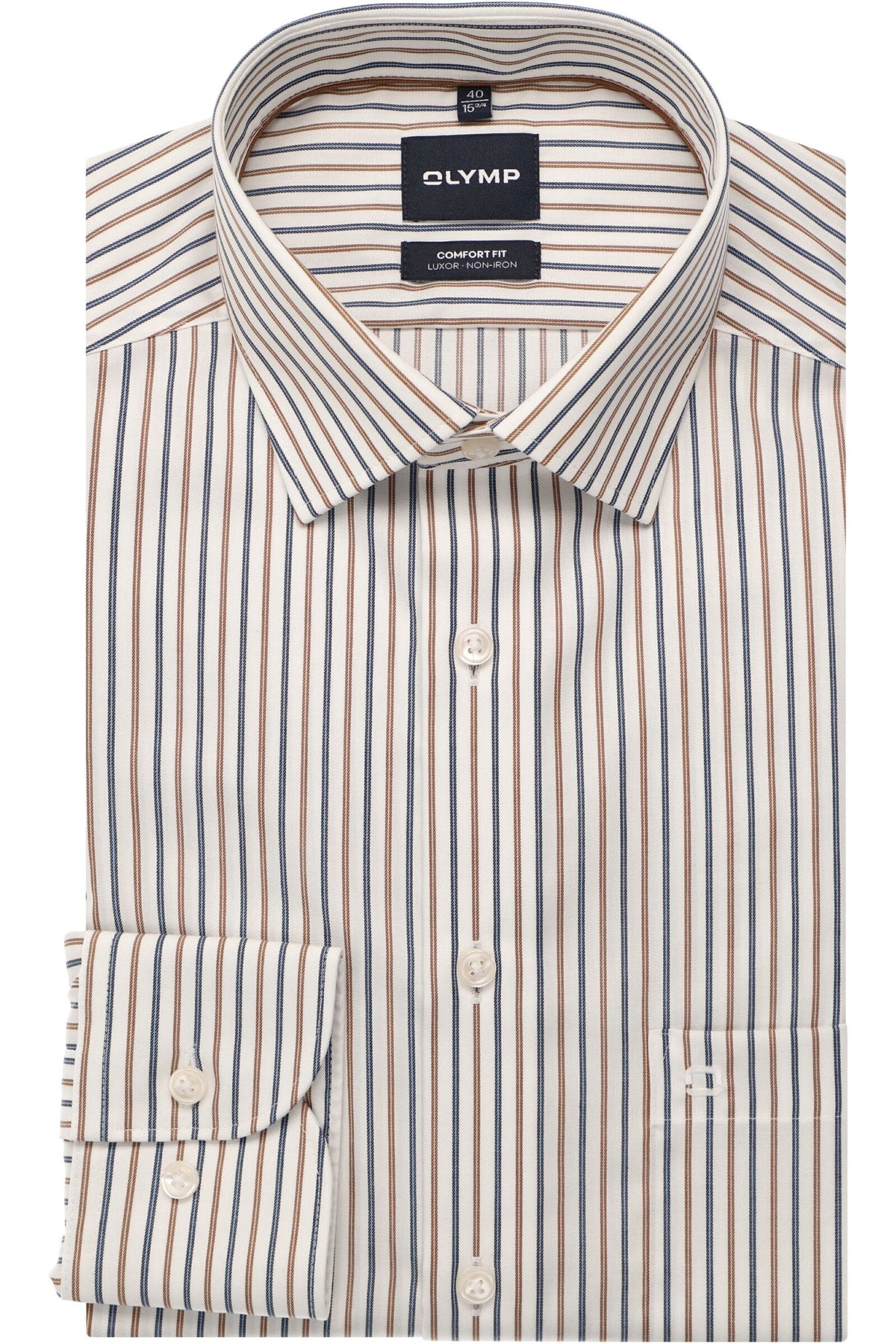 OLYMP Luxor Comfort Fit Hemd nougat, Gestreift