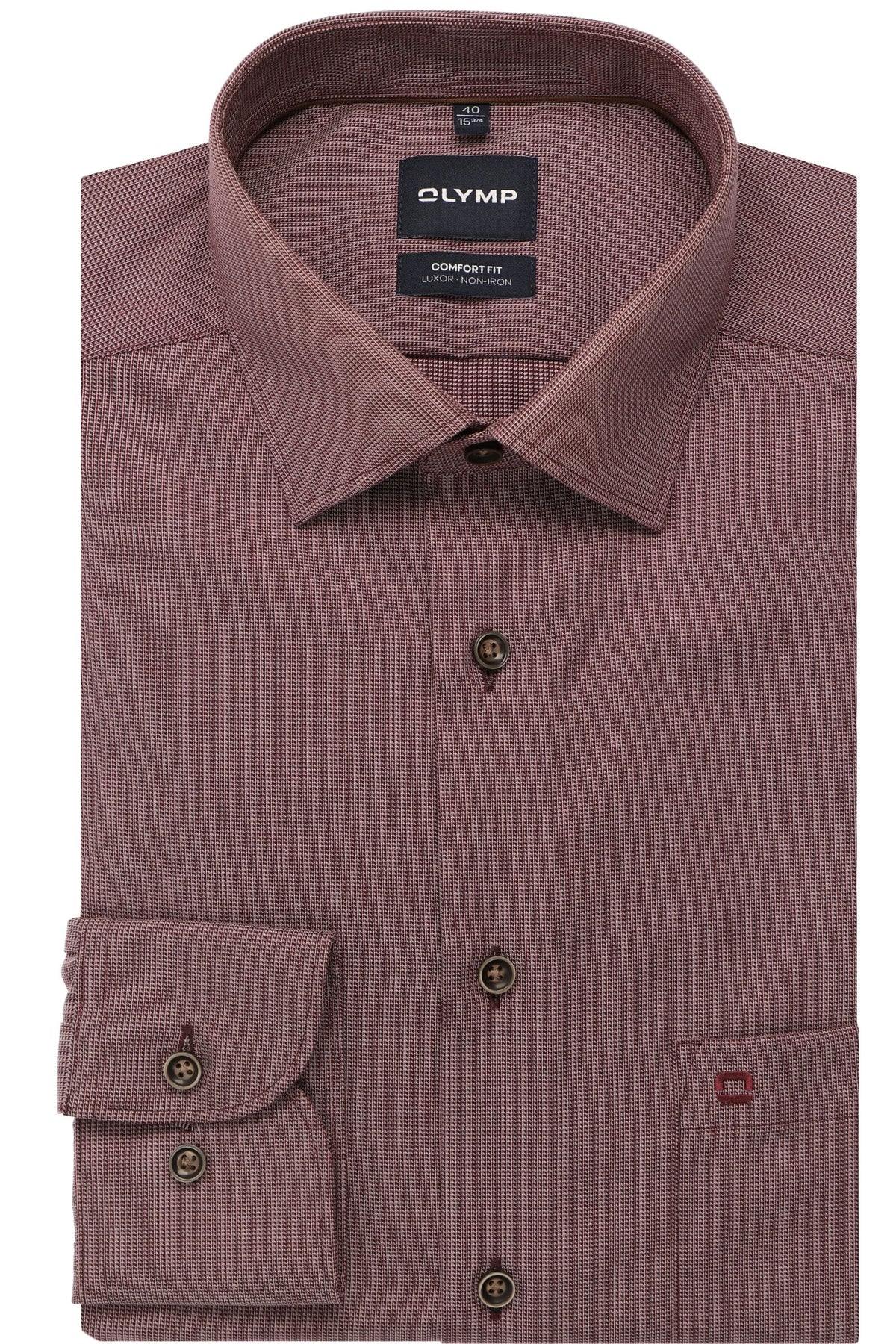OLYMP Luxor Comfort Fit Hemd bordeaux, Faux-uni