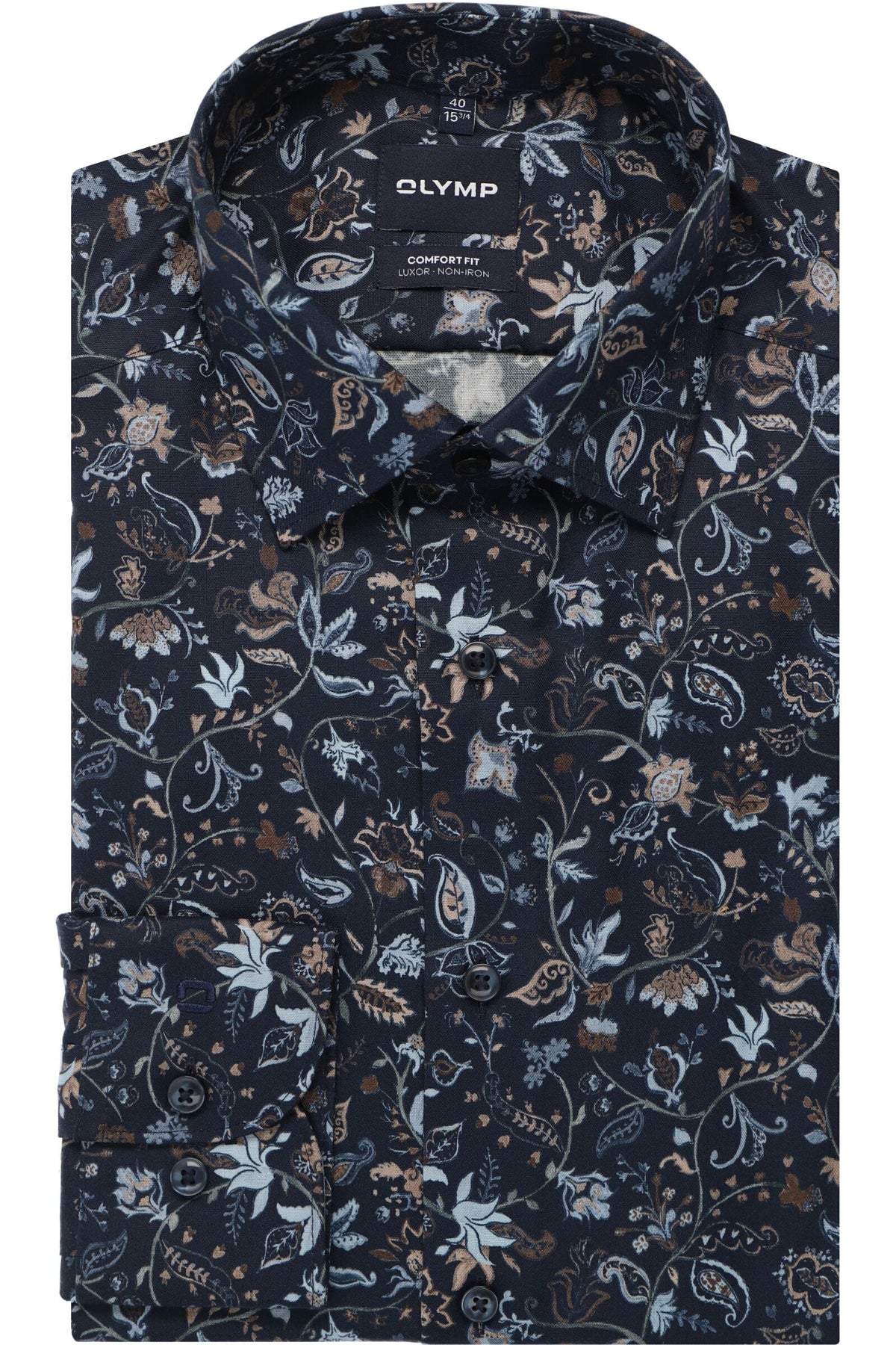 OLYMP Luxor Comfort Fit Hemd marine, Bedruckt