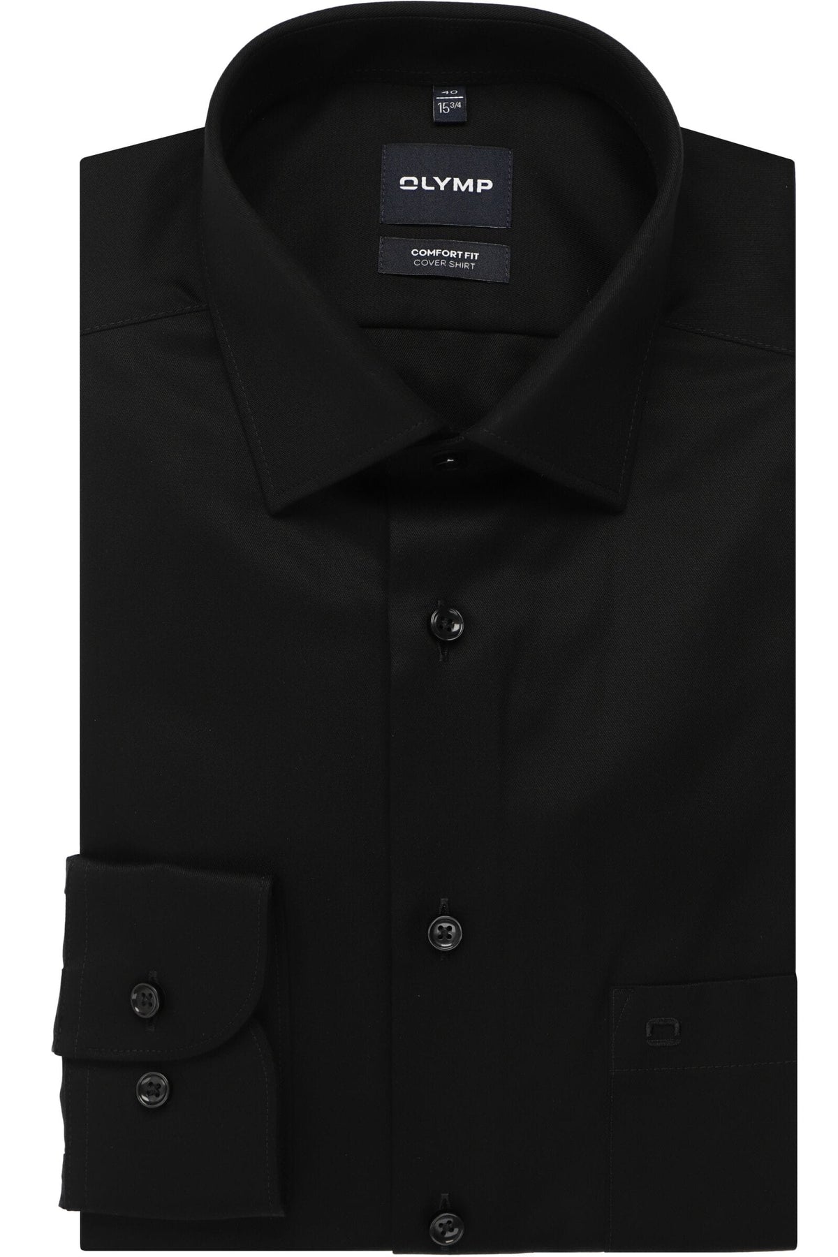 OLYMP Luxor Comfort Fit Cover Shirt Hemd schwarz, Einfarbig