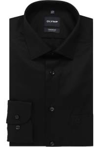OLYMP Luxor Comfort Fit Cover Shirt Hemd schwarz, Einfarbig