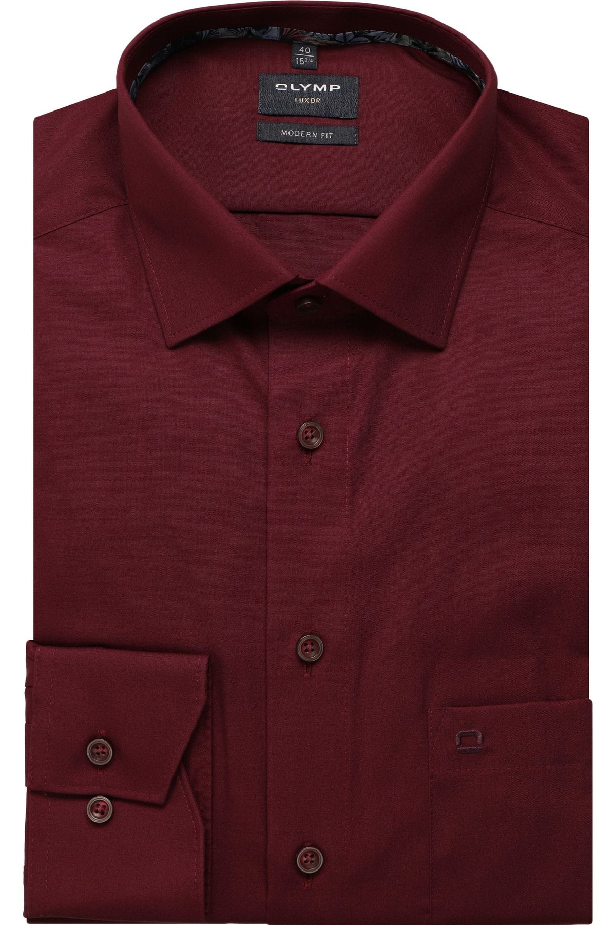 OLYMP Luxor Modern Fit Hemd bordeaux, Einfarbig