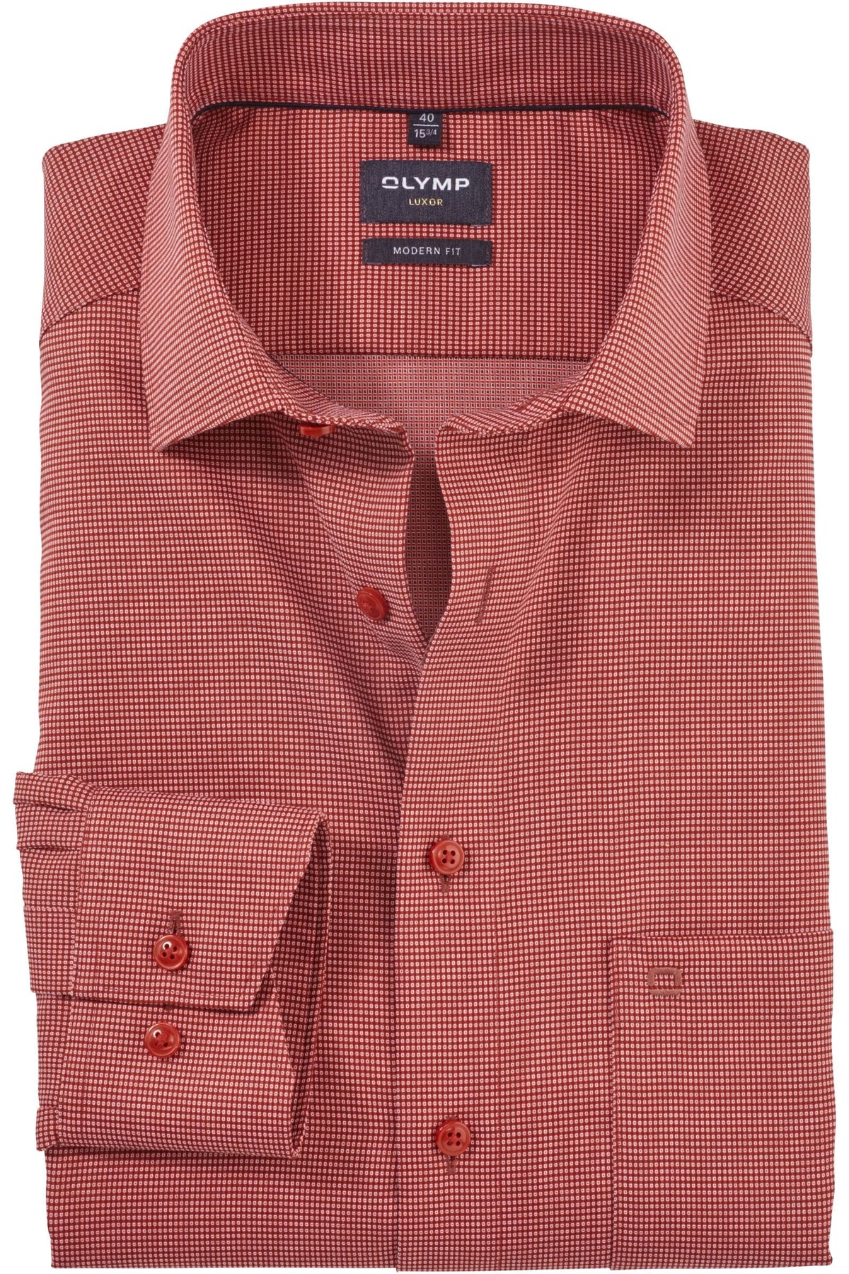 OLYMP Luxor Modern Fit Hemd ziegelrot, Faux-uni