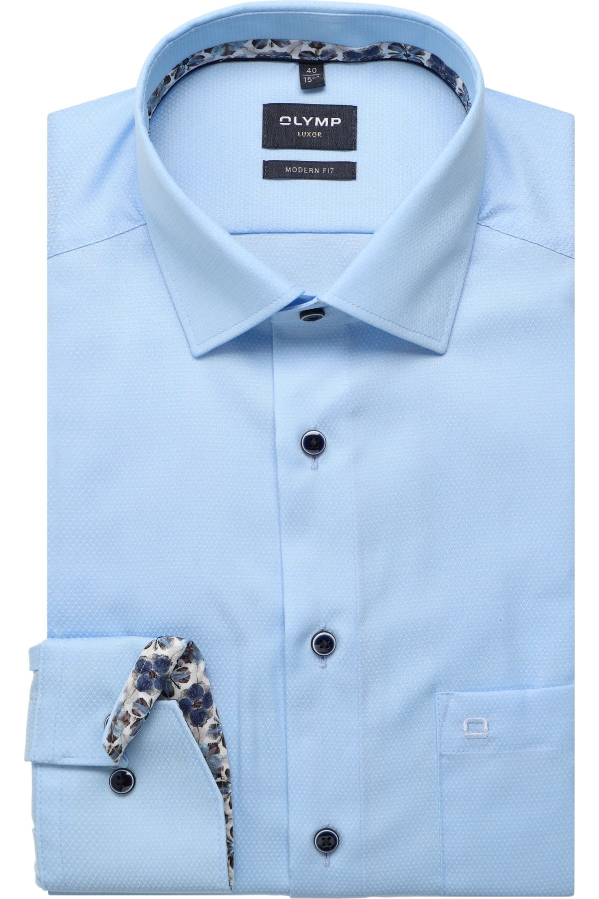 OLYMP Luxor Modern Fit Hemd bleu, Faux-uni