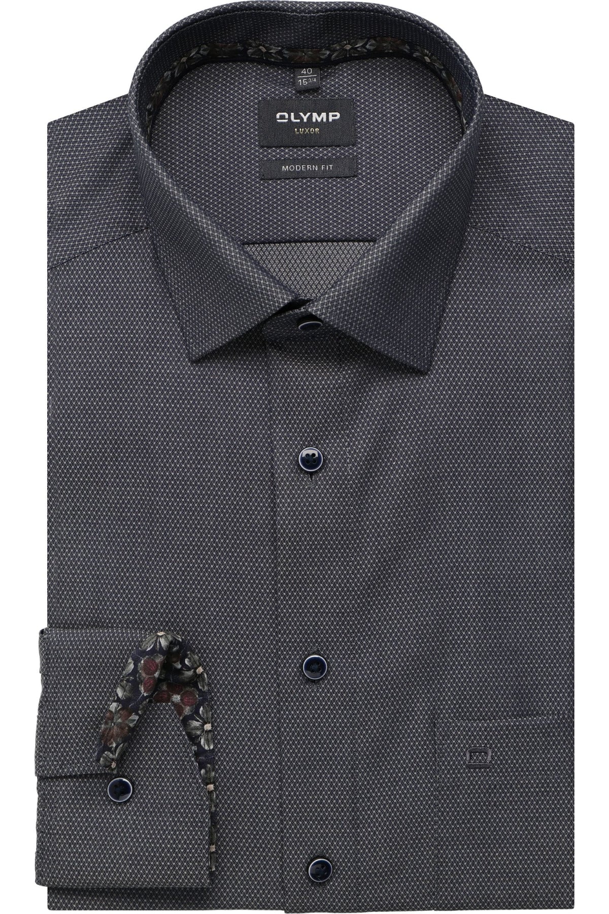 OLYMP Luxor Modern Fit Hemd marine, Faux-uni