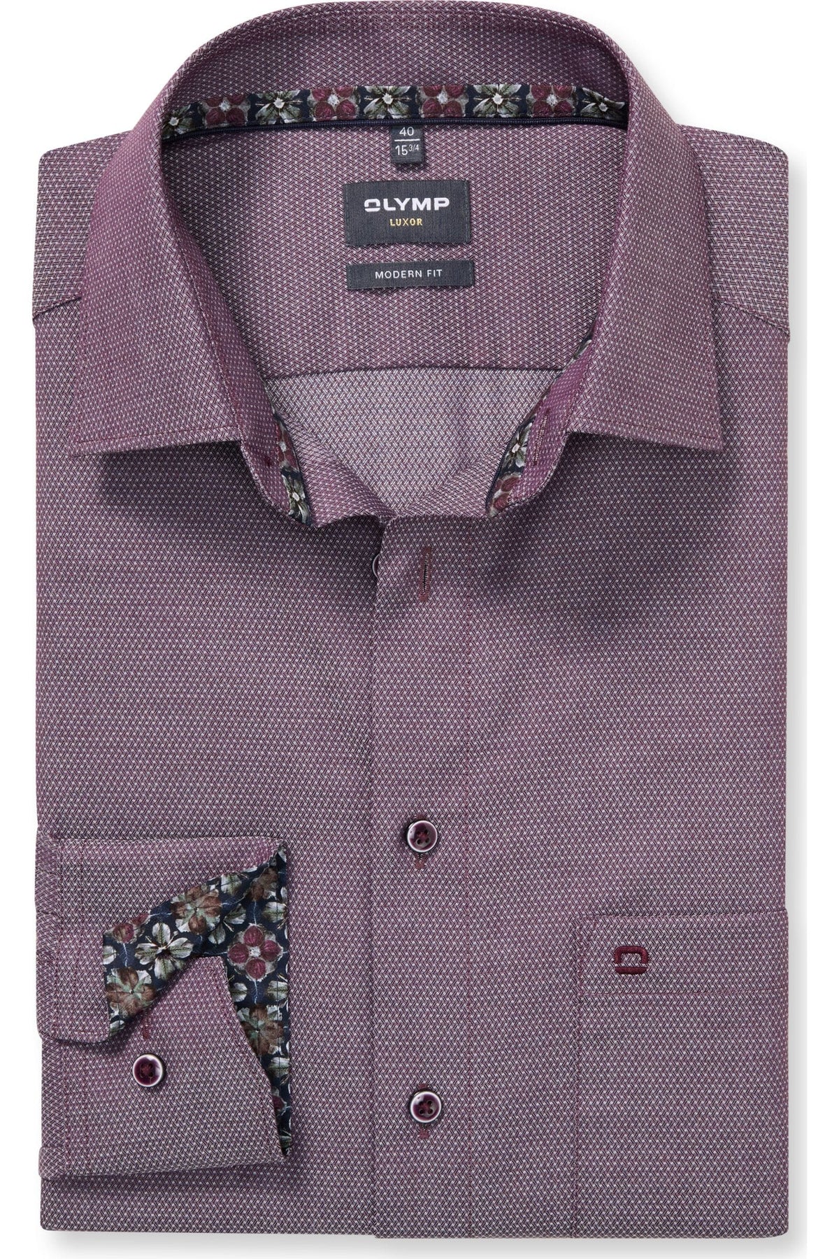 OLYMP Luxor Modern Fit Hemd aubergine, Faux-uni