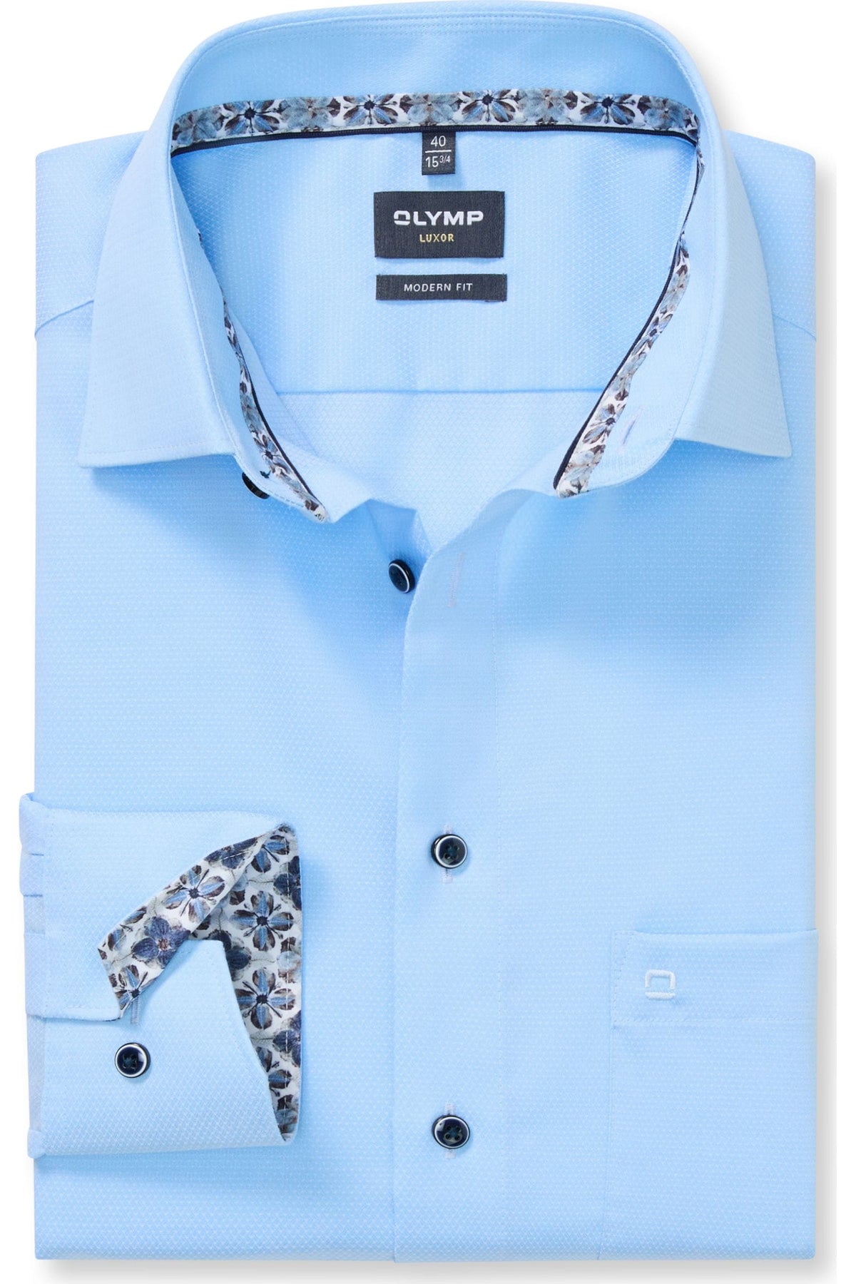 OLYMP Luxor Modern Fit Hemd bleu, Faux-uni