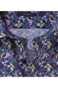 OLYMP Luxor Modern Fit Hemd pflaume, Bedruckt