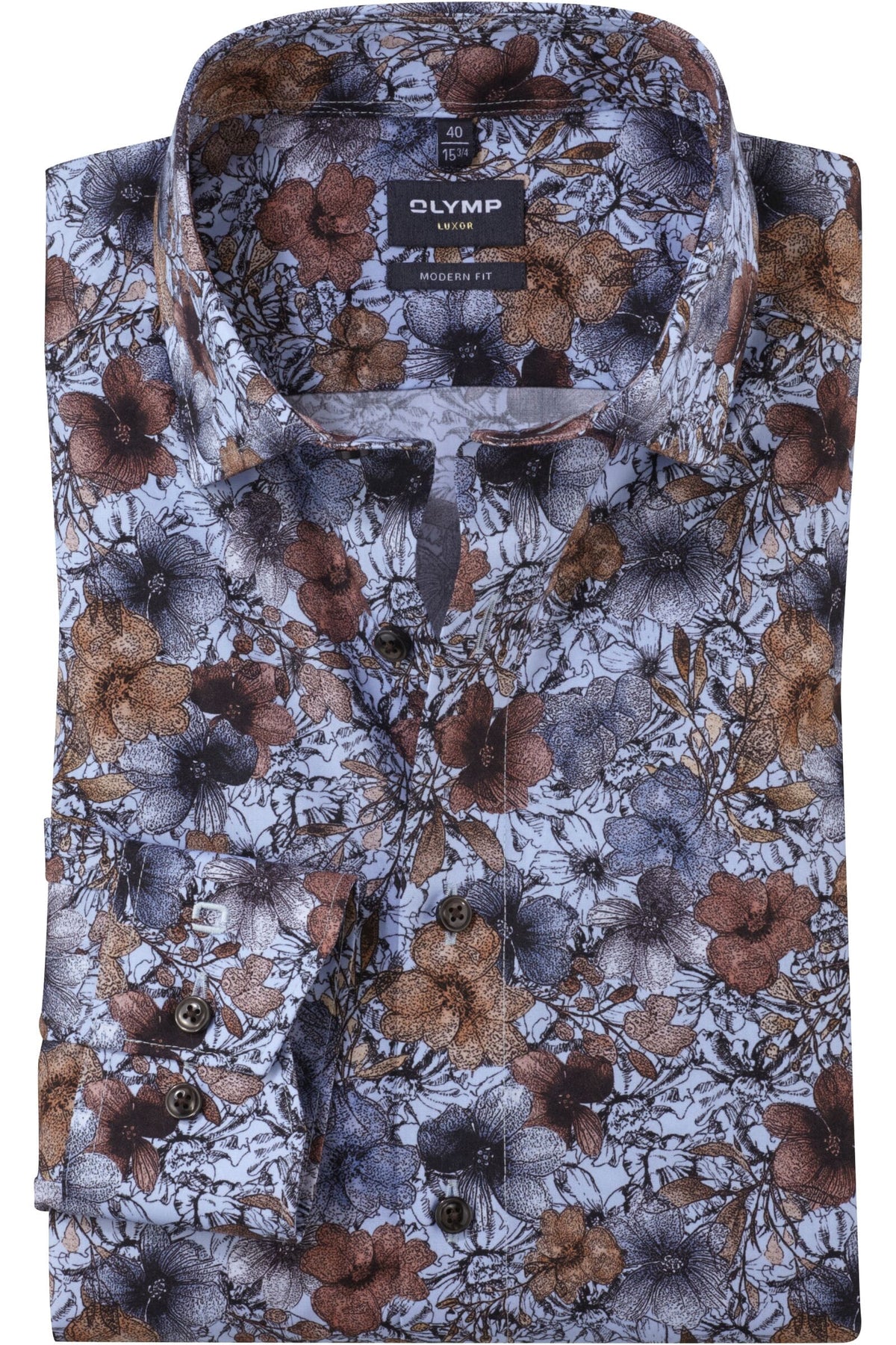 OLYMP Luxor Modern Fit Hemd bleu, Bedruckt