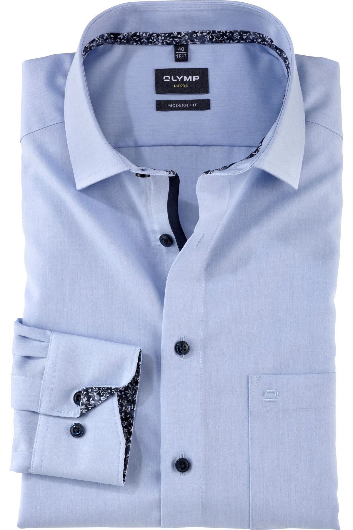 OLYMP Luxor Modern Fit Hemd bleu, Einfarbig