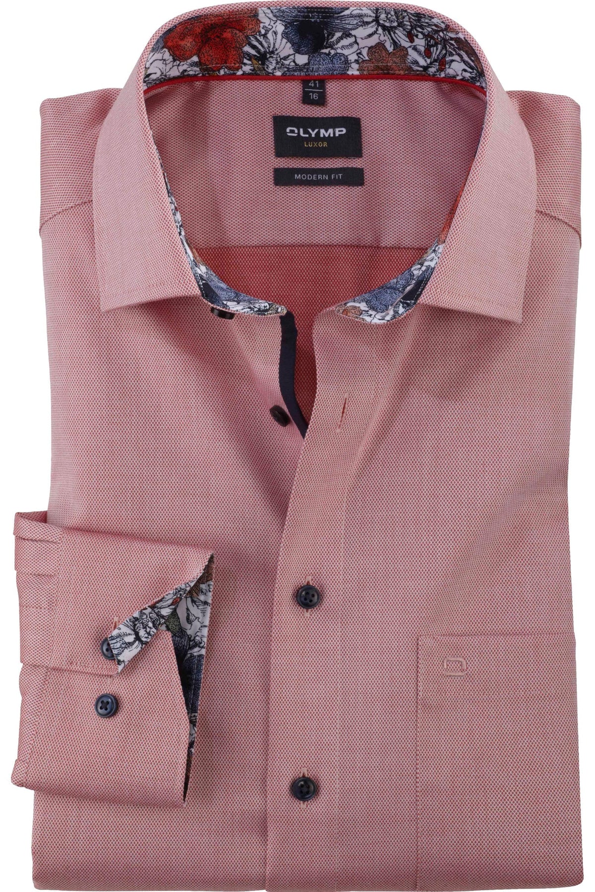 OLYMP Luxor Modern Fit Hemd ziegelrot, Faux-uni