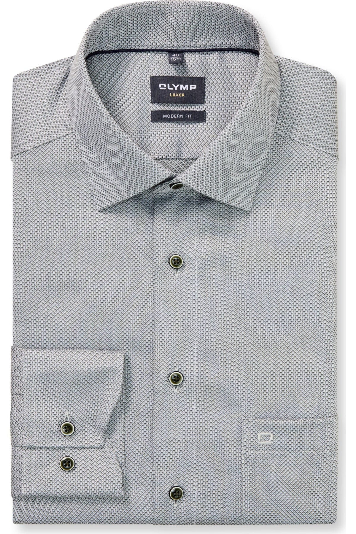 OLYMP Luxor Modern Fit Hemd graugrün, Faux-uni