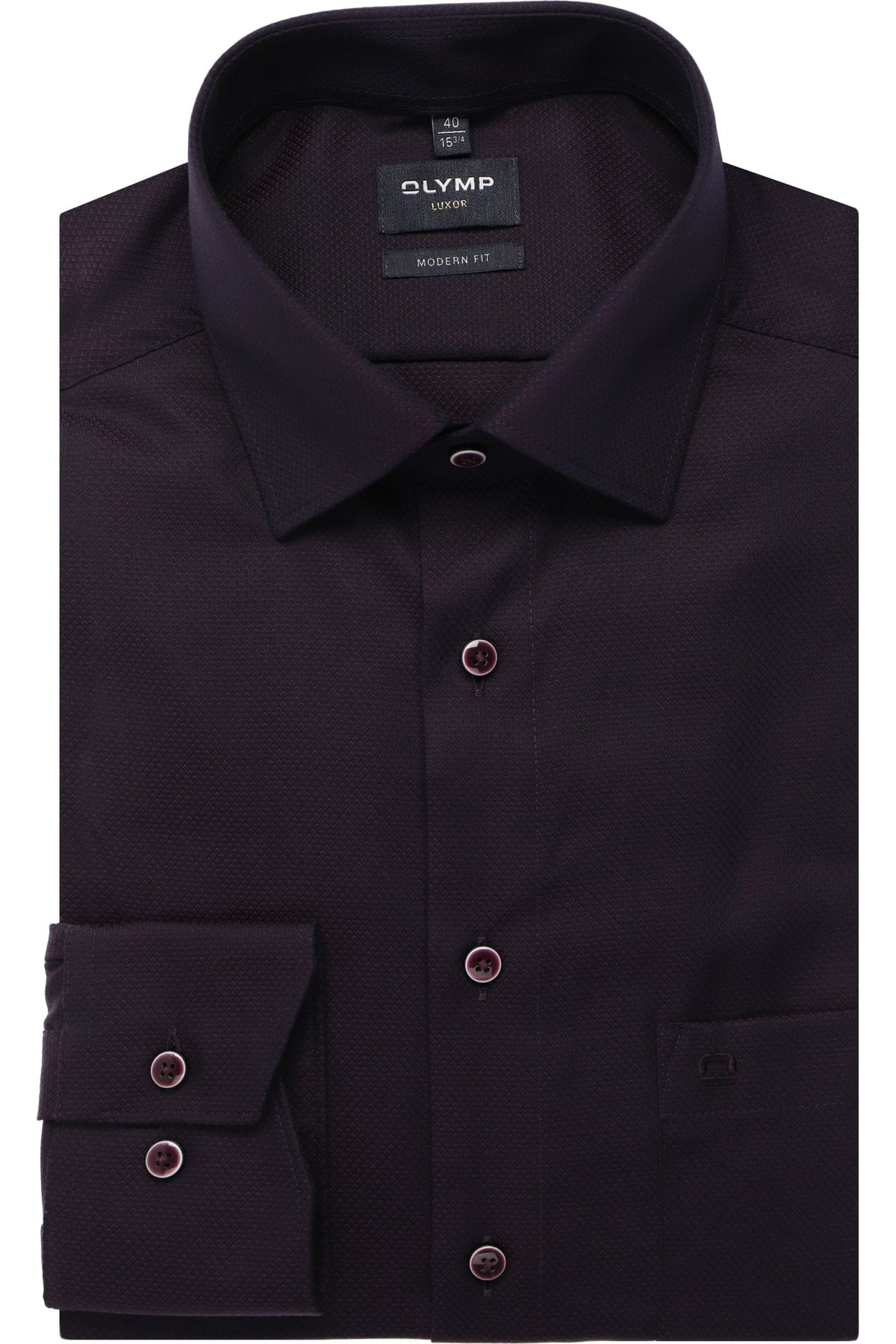 OLYMP Luxor Modern Fit Hemd aubergine, Faux-uni