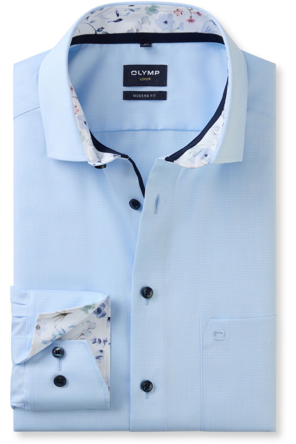 OLYMP Luxor Modern Fit Hemd bleu, Faux-uni