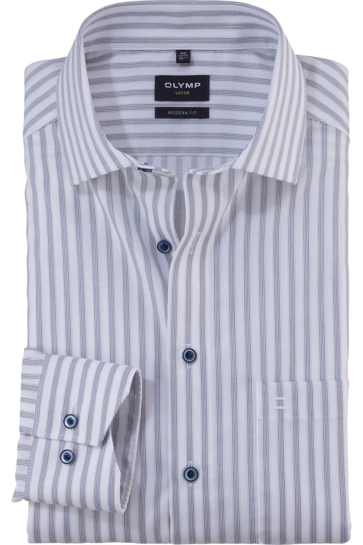 OLYMP Luxor Modern Fit Hemd marine, Gestreift