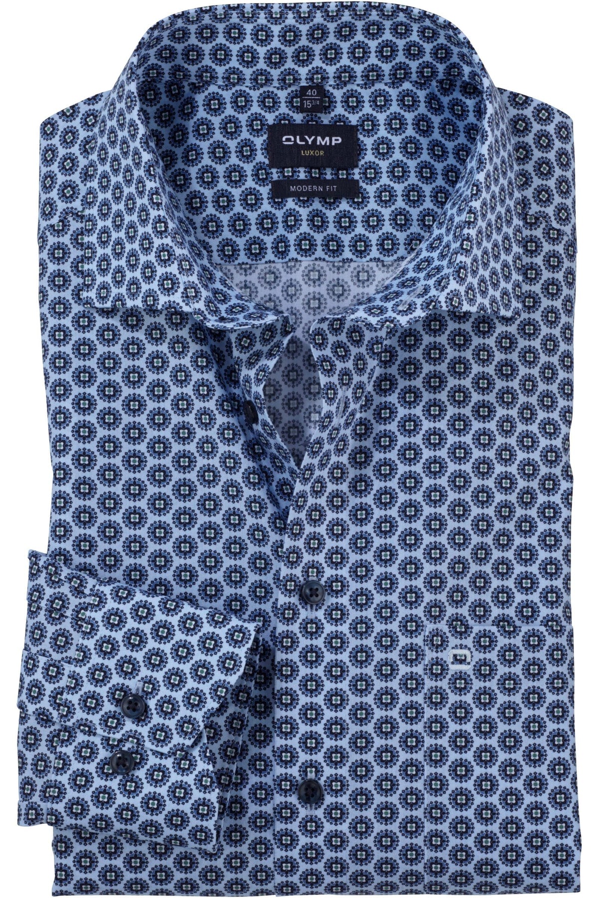 OLYMP Luxor Modern Fit Hemd bleu, Bedruckt