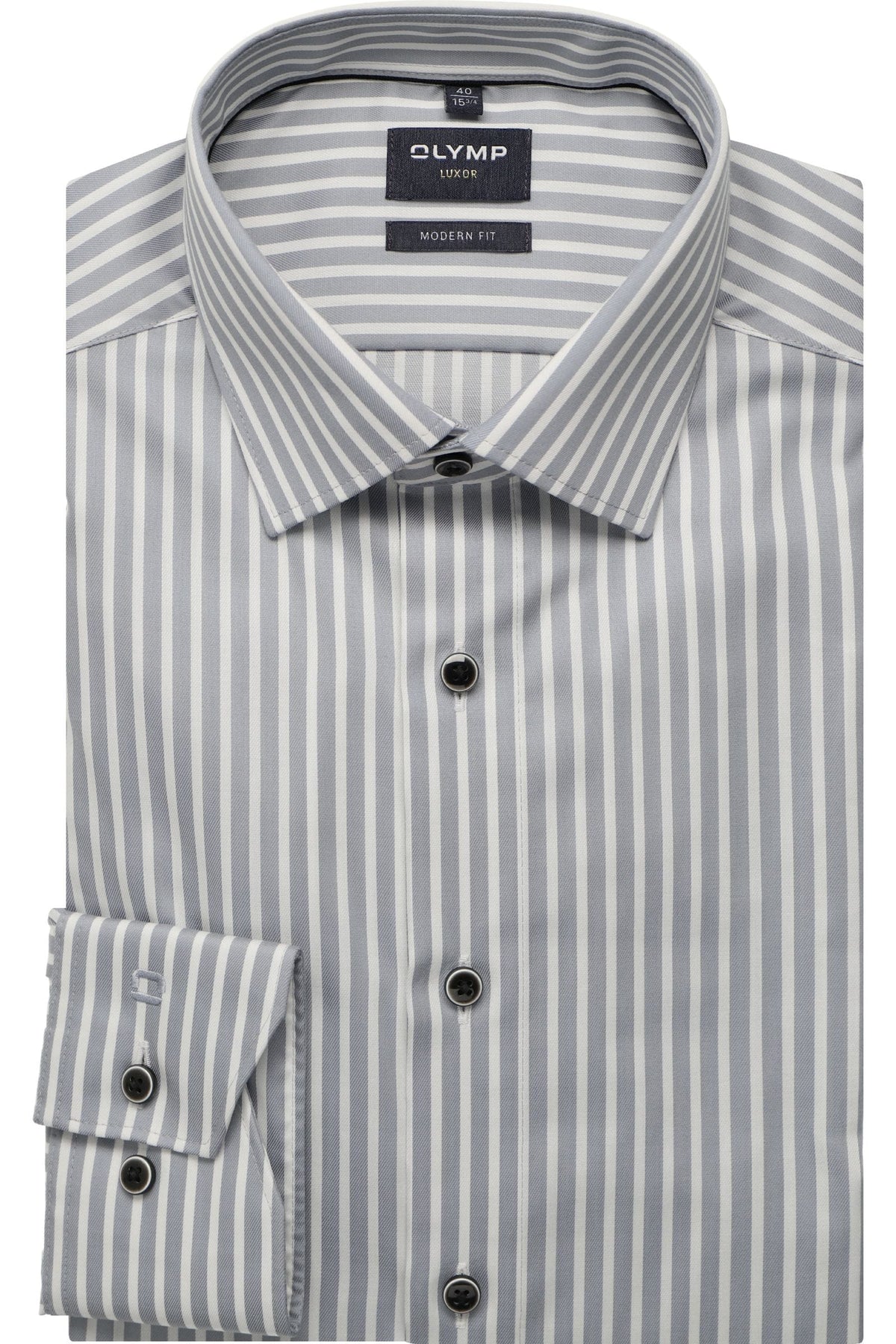 OLYMP Luxor Modern Fit Hemd grau, Gestreift