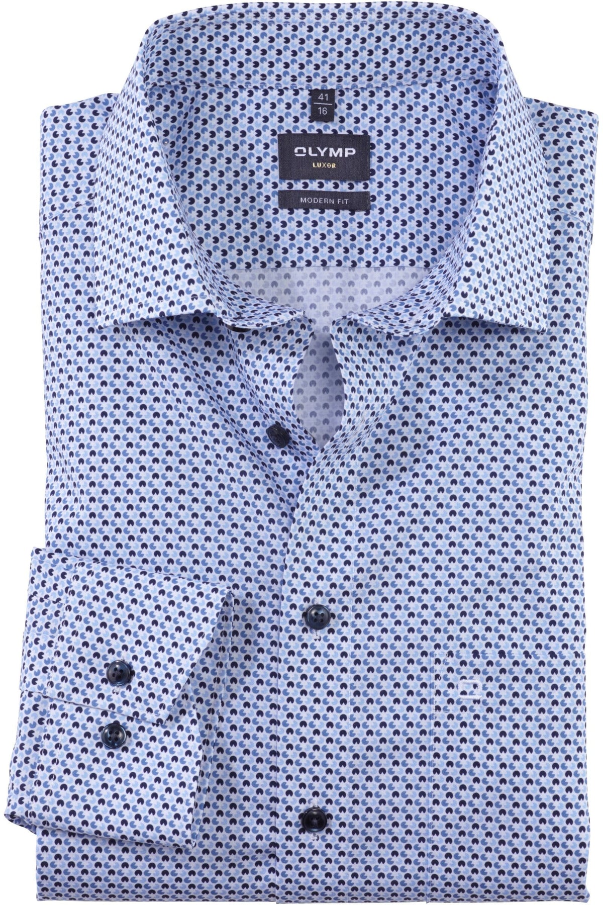 OLYMP Luxor Modern Fit Hemd bleu, Bedruckt