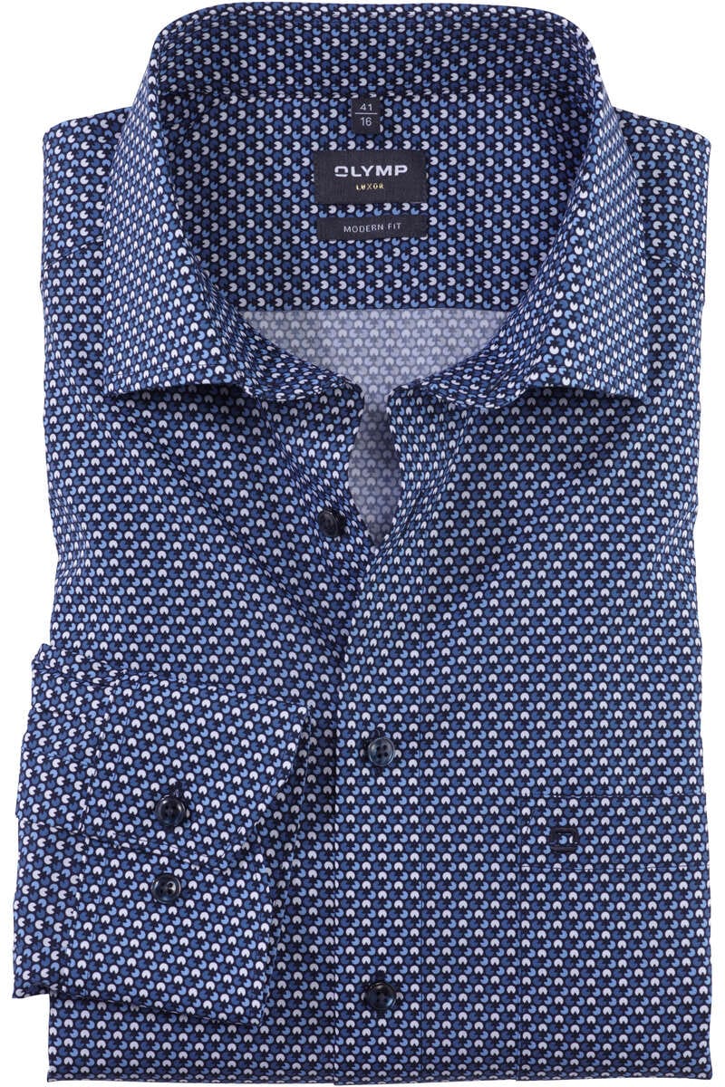 OLYMP Luxor Modern Fit Hemd marine/weiss, Gemustert