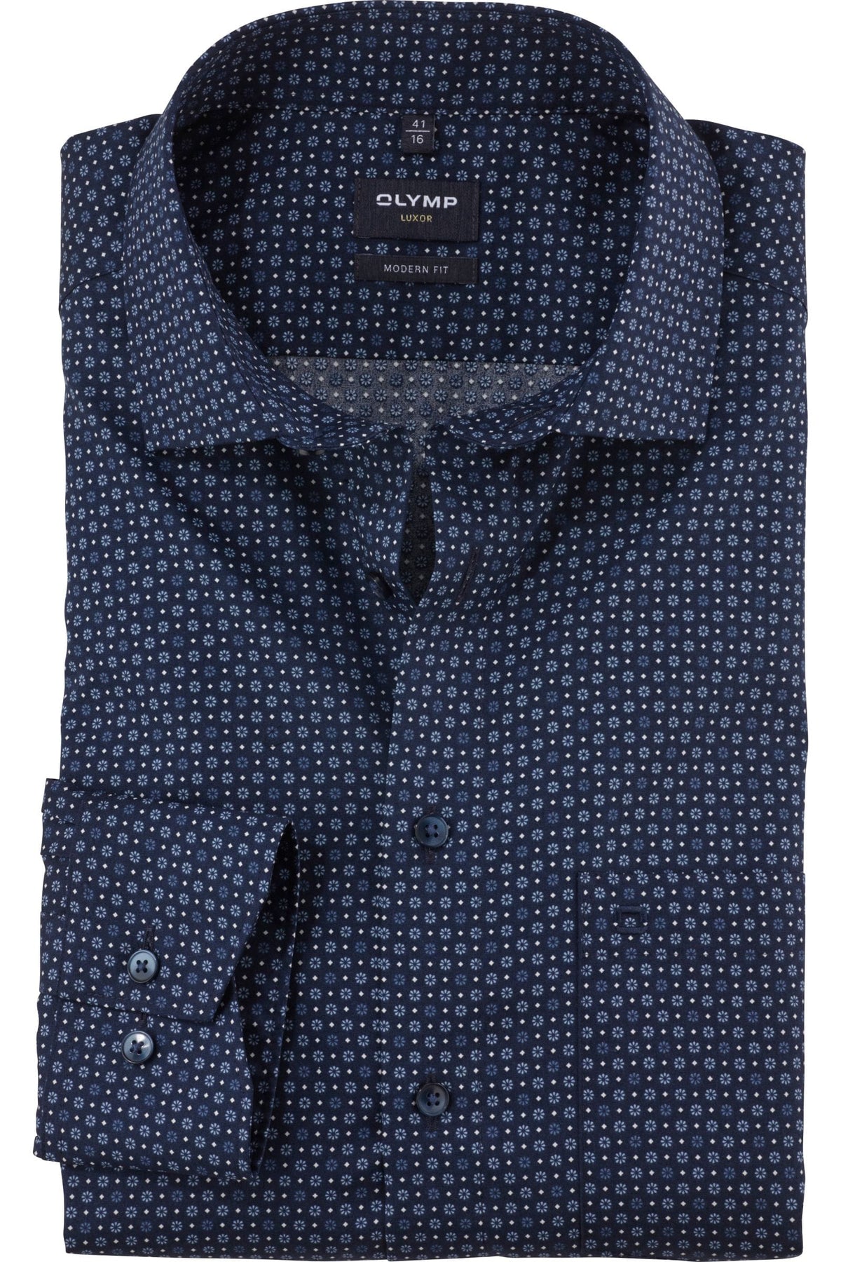 OLYMP Luxor Modern Fit Hemd marine, Bedruckt