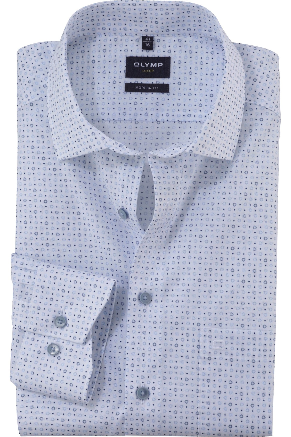 OLYMP Luxor Modern Fit Hemd weiss, Bedruckt